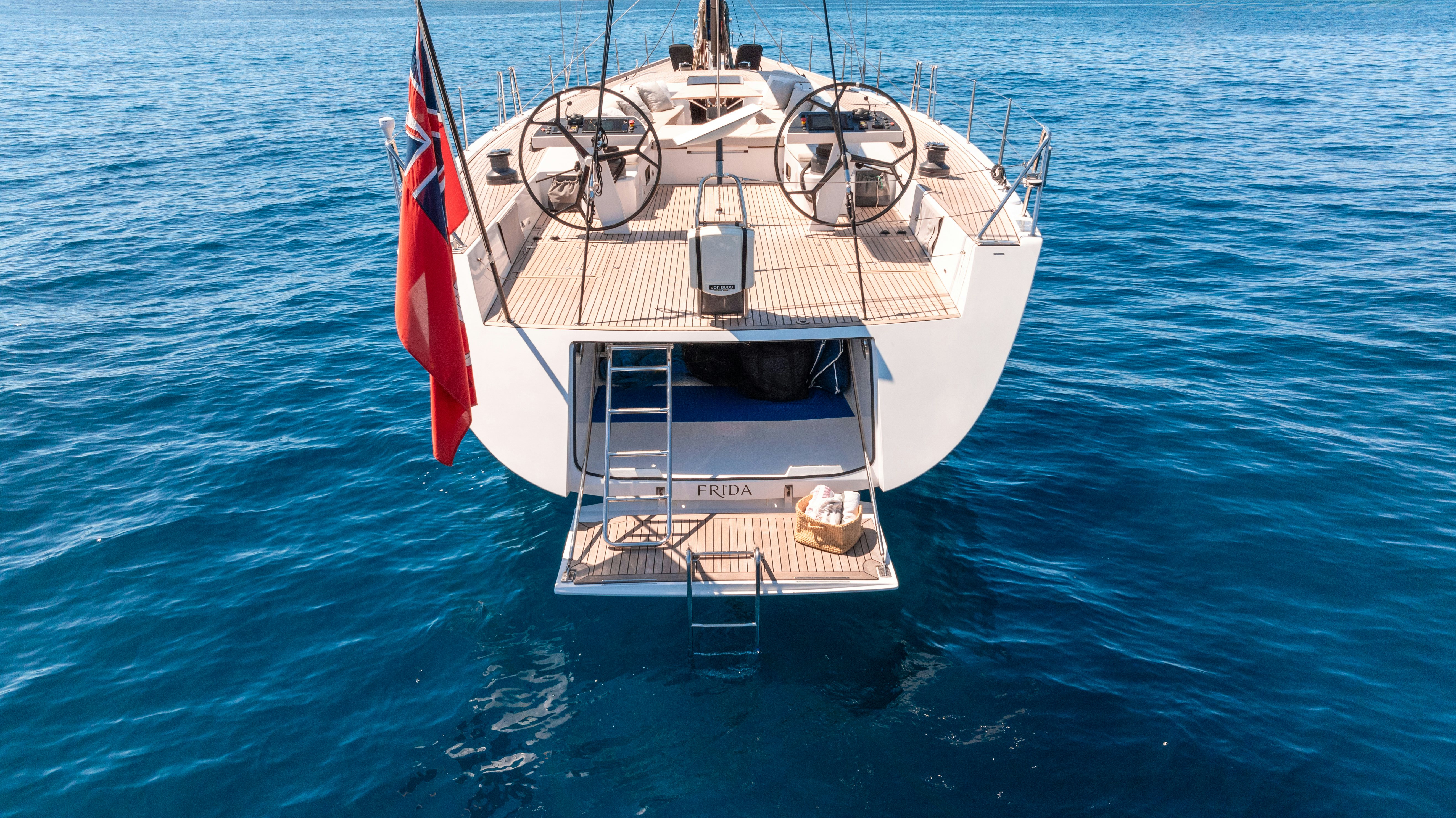 a boat on the water aboard FRIDA Yacht for Sale