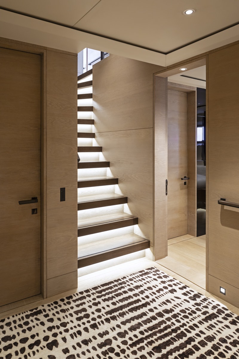 a hallway with doors aboard TWIZZLE Yacht for Charter