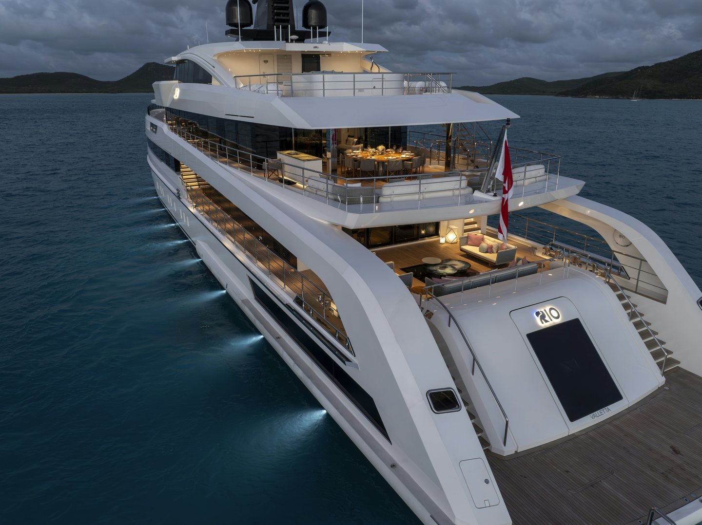 a boat on the water aboard RIO Yacht for Charter