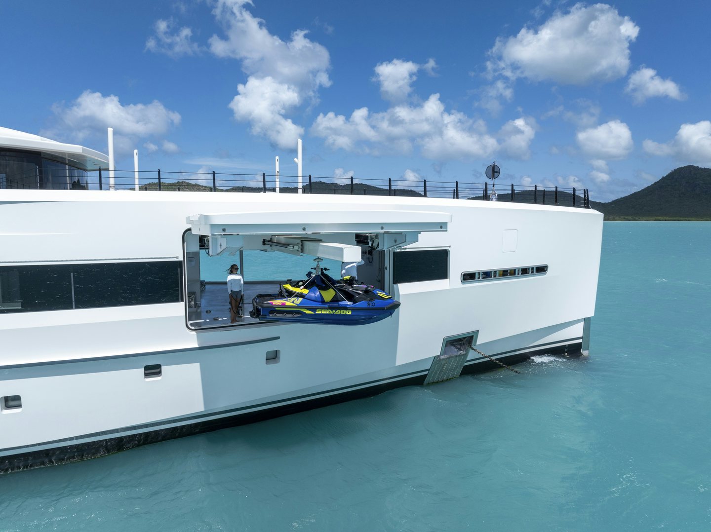 a boat in the water aboard RIO Yacht for Charter