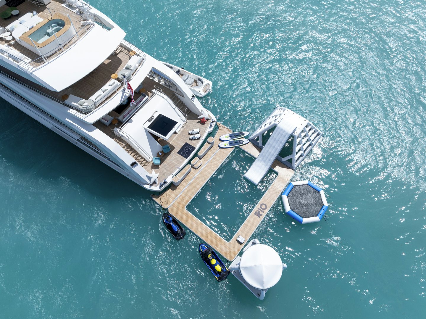 a boat on the water aboard RIO Yacht for Charter