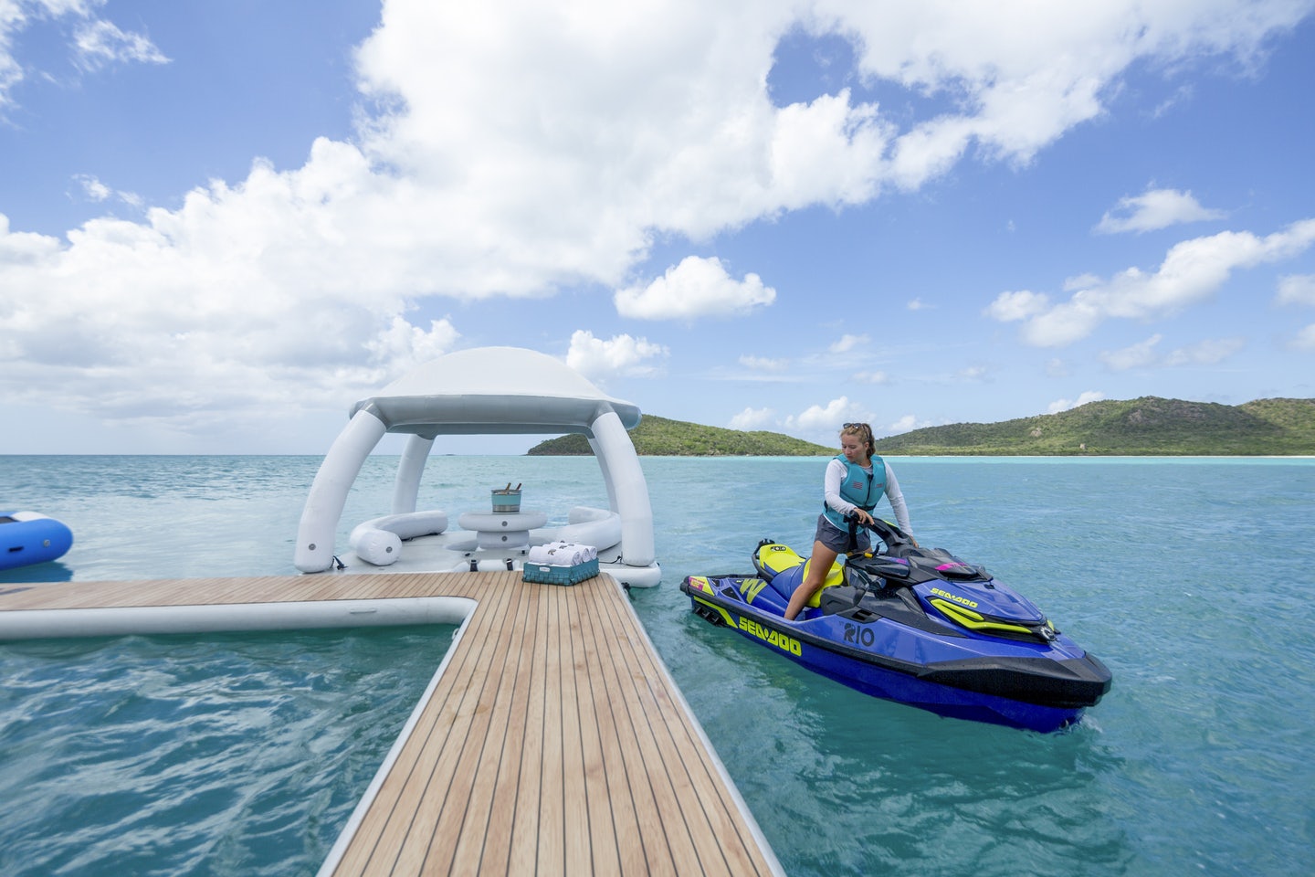 a person on a boat aboard RIO Yacht for Charter