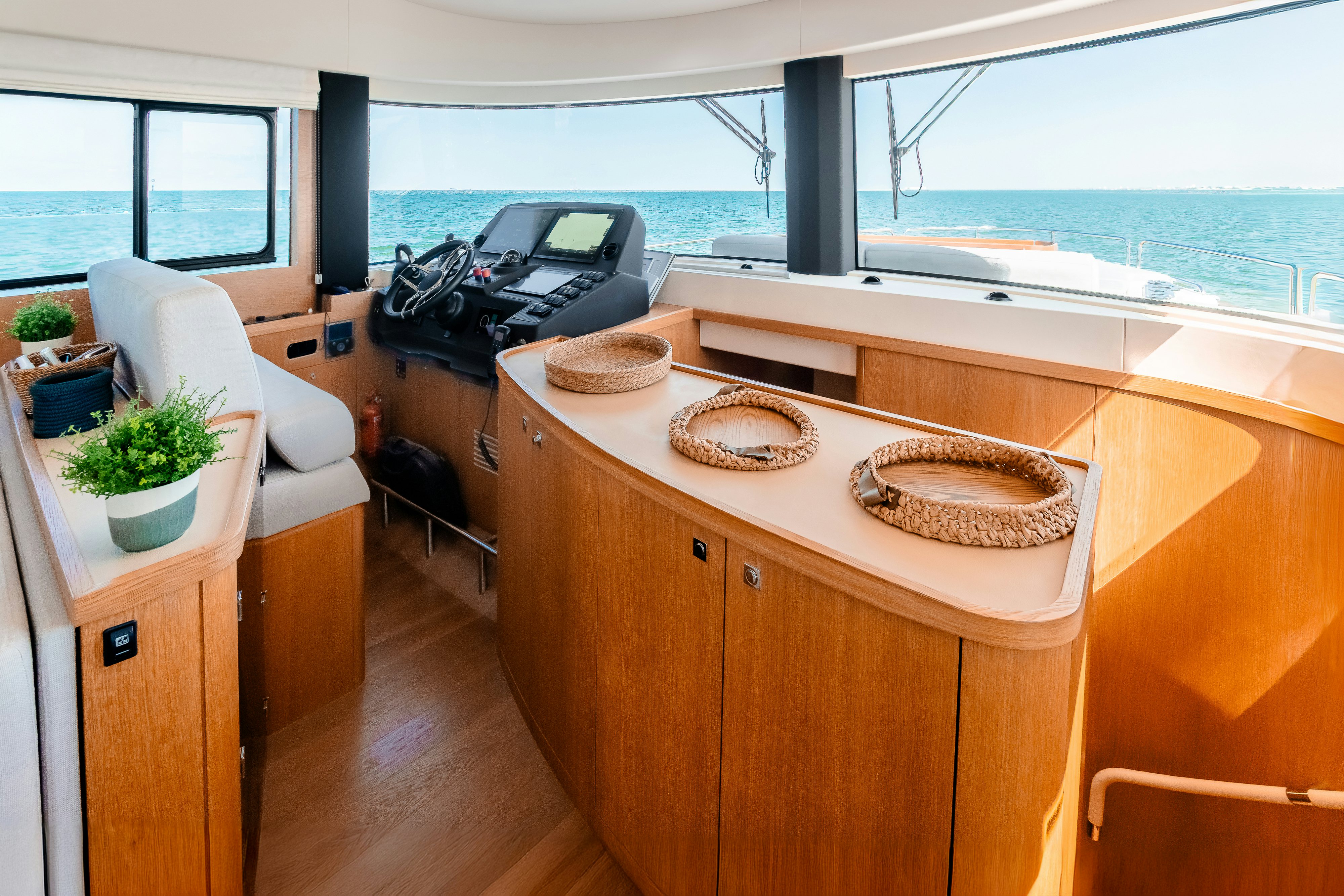 a kitchen with a countertop and a sink aboard VIAKAREY Yacht for Sale