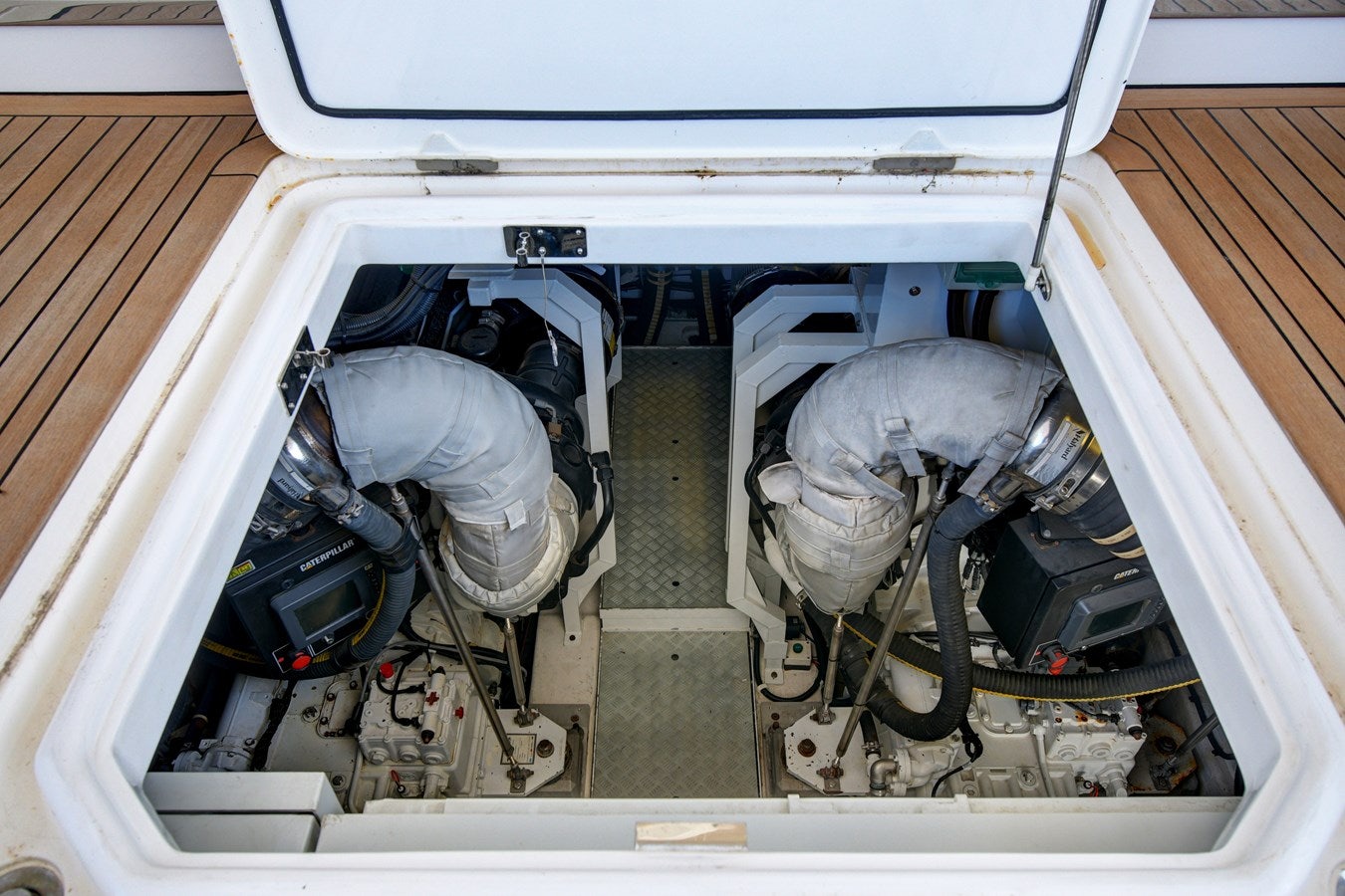 a car with a hood open aboard GRAND CRU Yacht for Sale