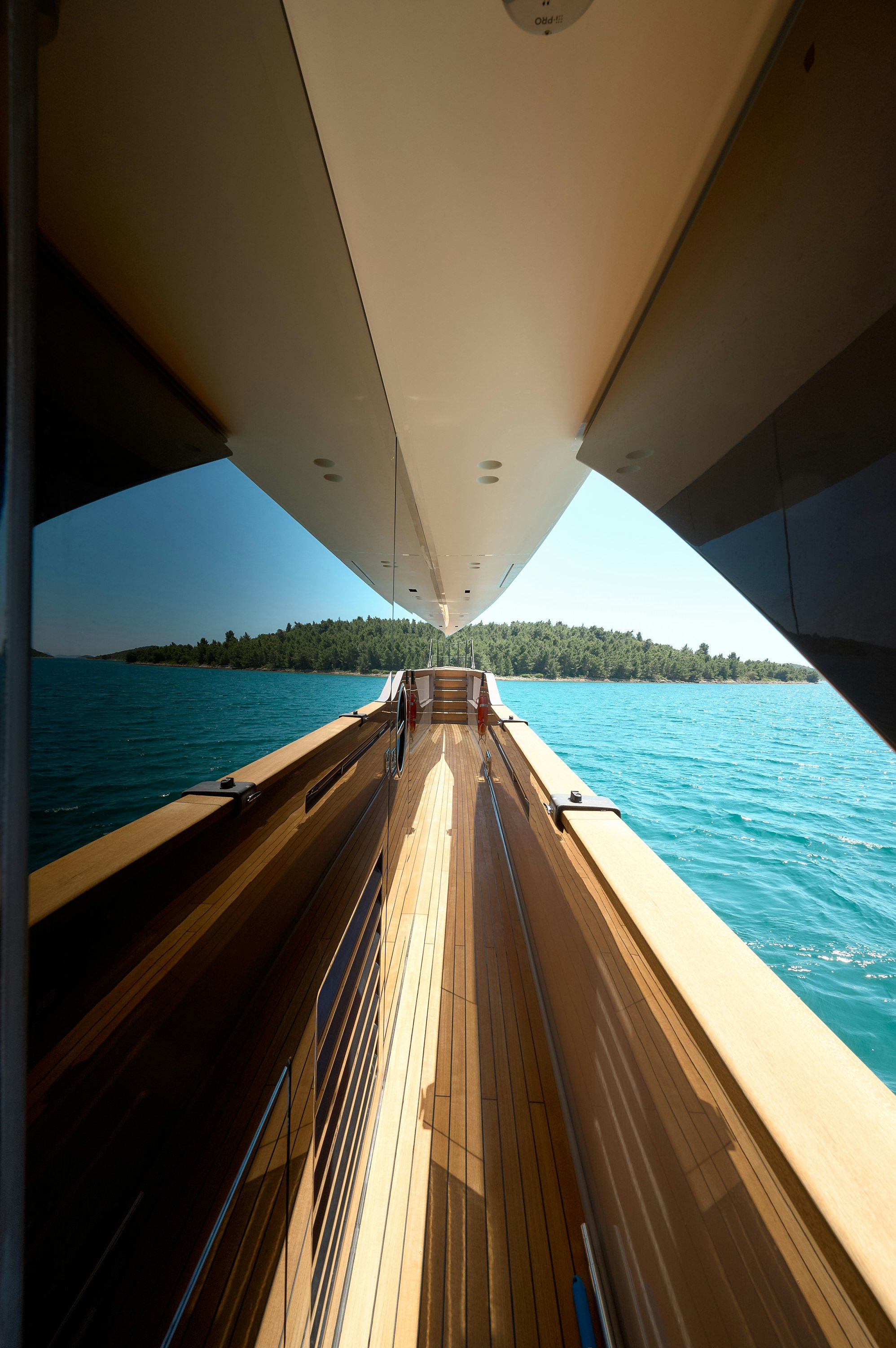 a view of a boat from the deck of a boat aboard AZZURRI Yacht for Charter