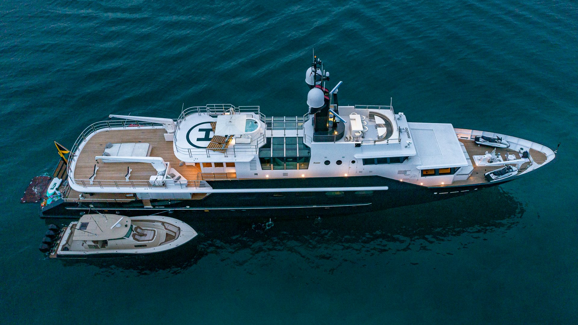 a large ship in the ocean aboard HIGHLANDER Yacht for Charter