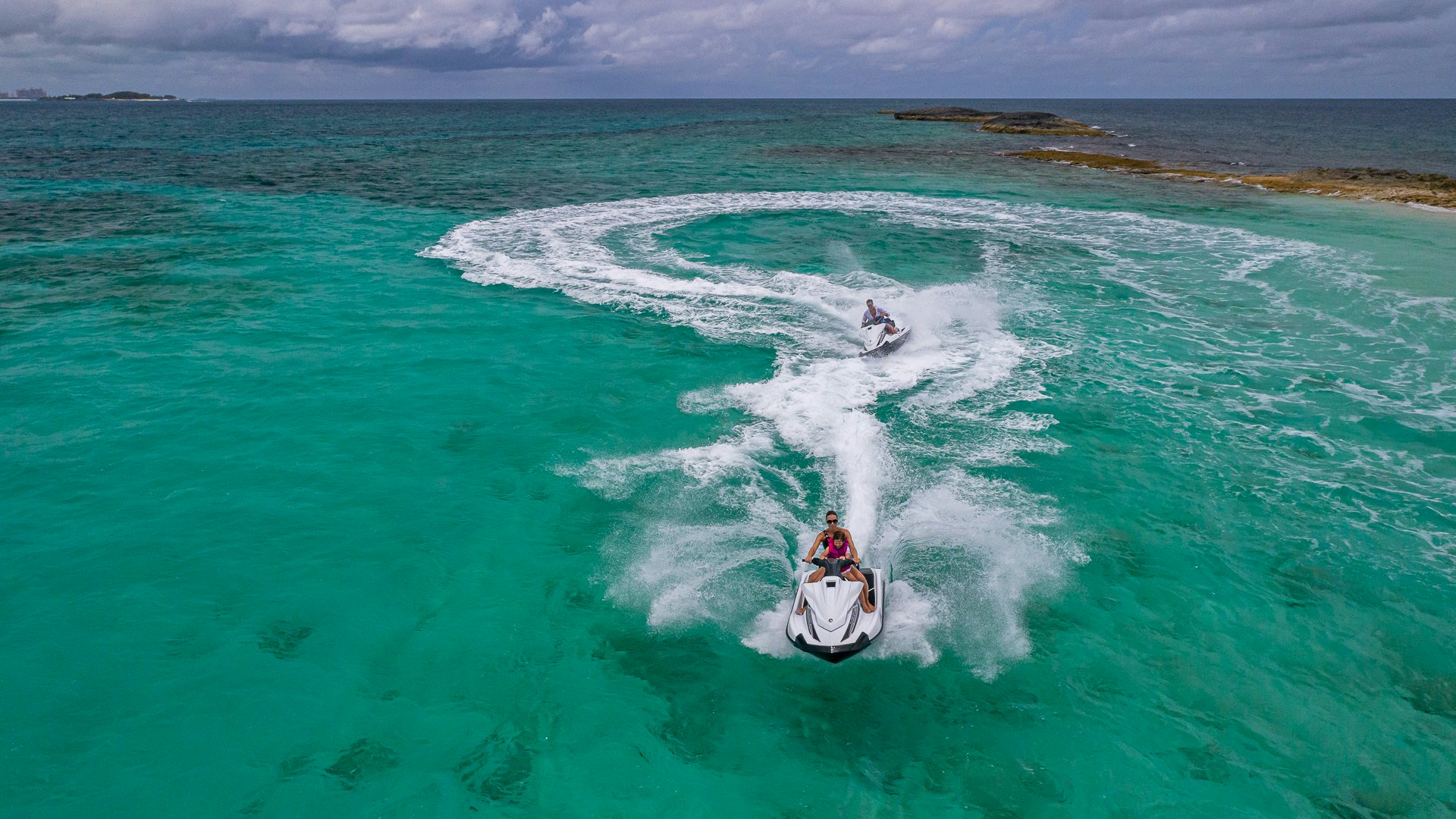 a person on a jet ski aboard HIGHLANDER Yacht for Charter