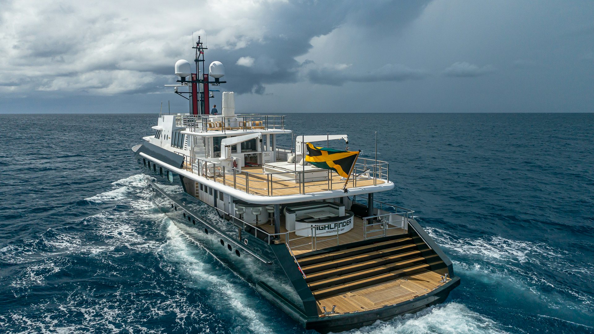 a boat in the water aboard HIGHLANDER Yacht for Charter