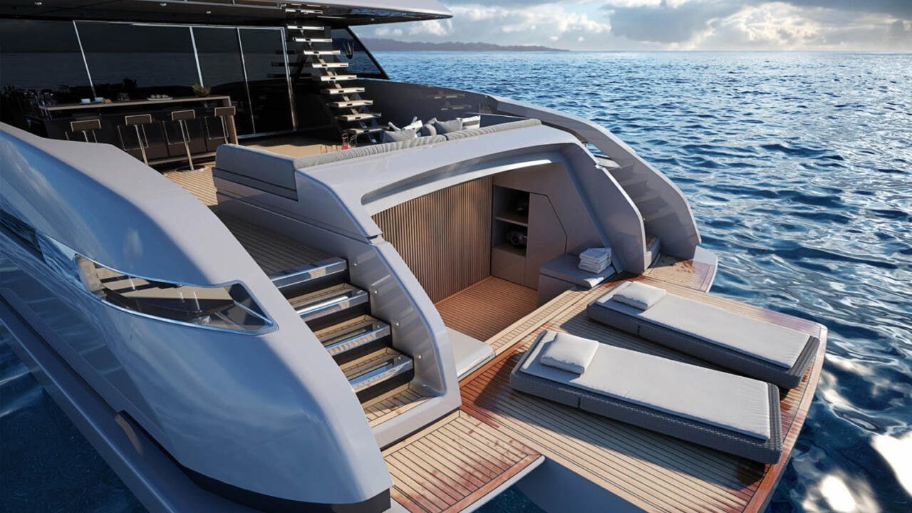 a boat on the water aboard OCEAN KING DOGE 350 Yacht for Sale