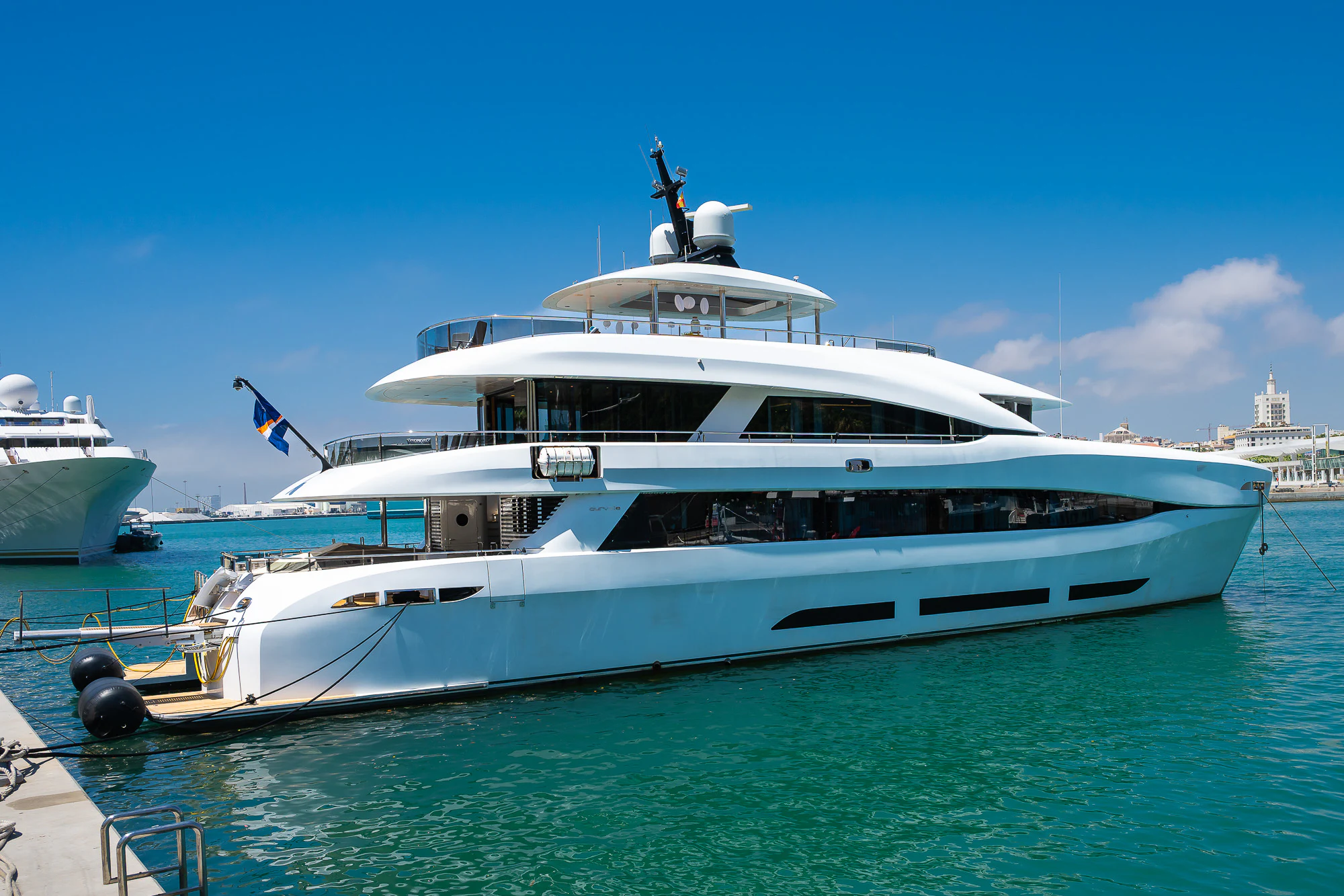 a large white yacht aboard SHU U RITE Yacht for Sale