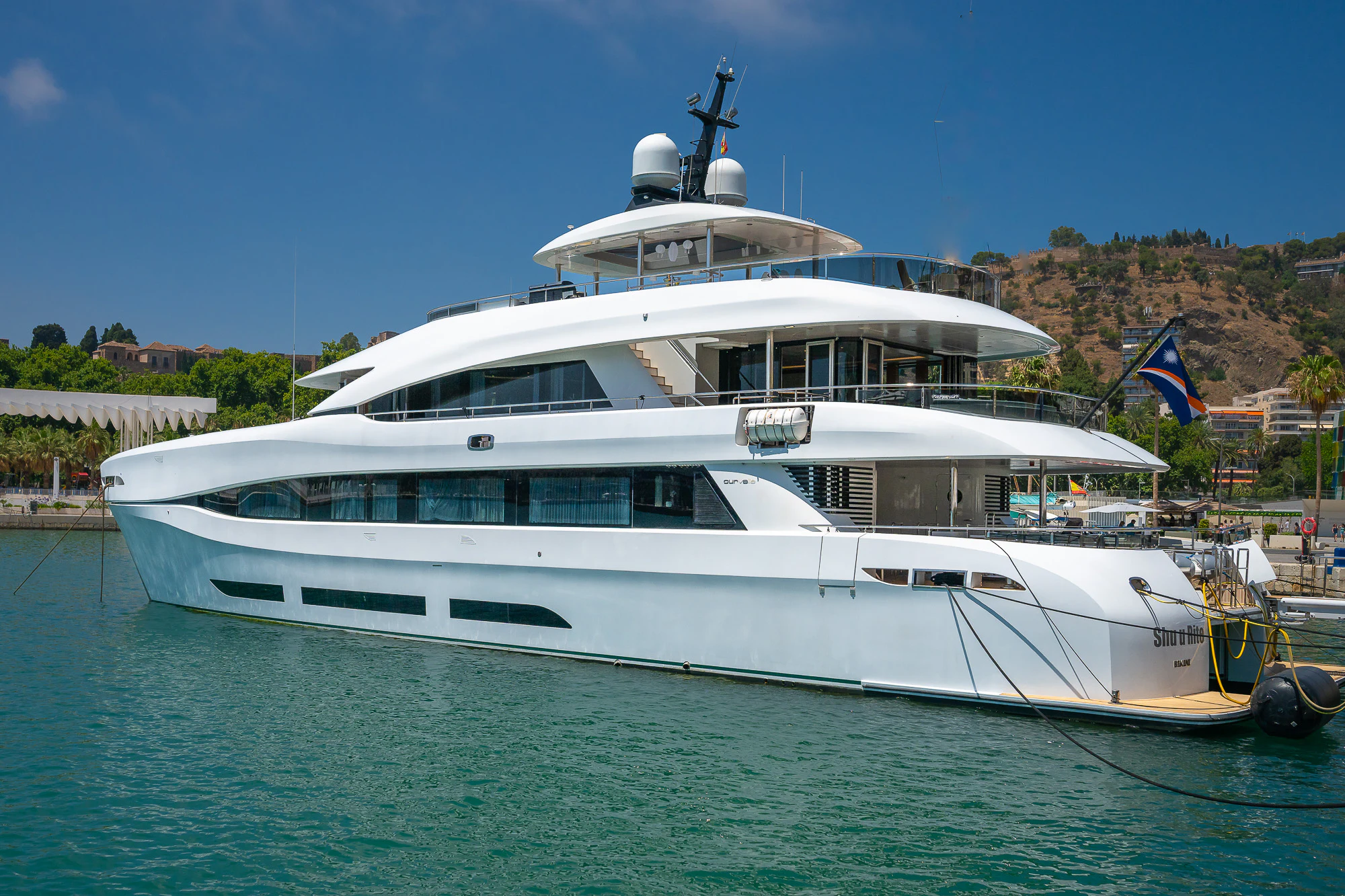 a large white boat aboard SHU U RITE Yacht for Sale
