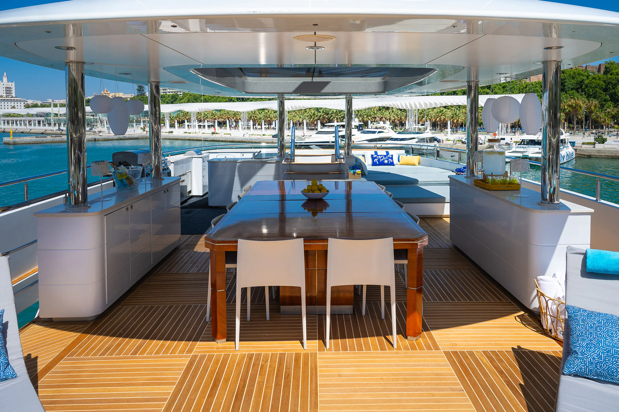 a table and chairs in a room aboard SHU U RITE Yacht for Sale