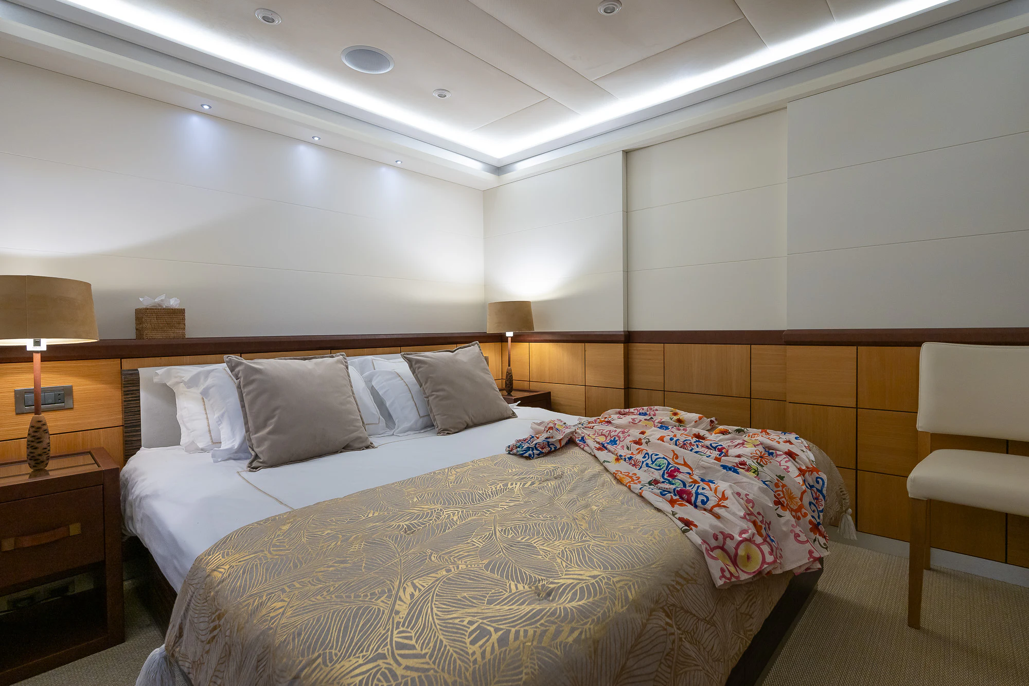a room with two beds aboard SHU U RITE Yacht for Sale