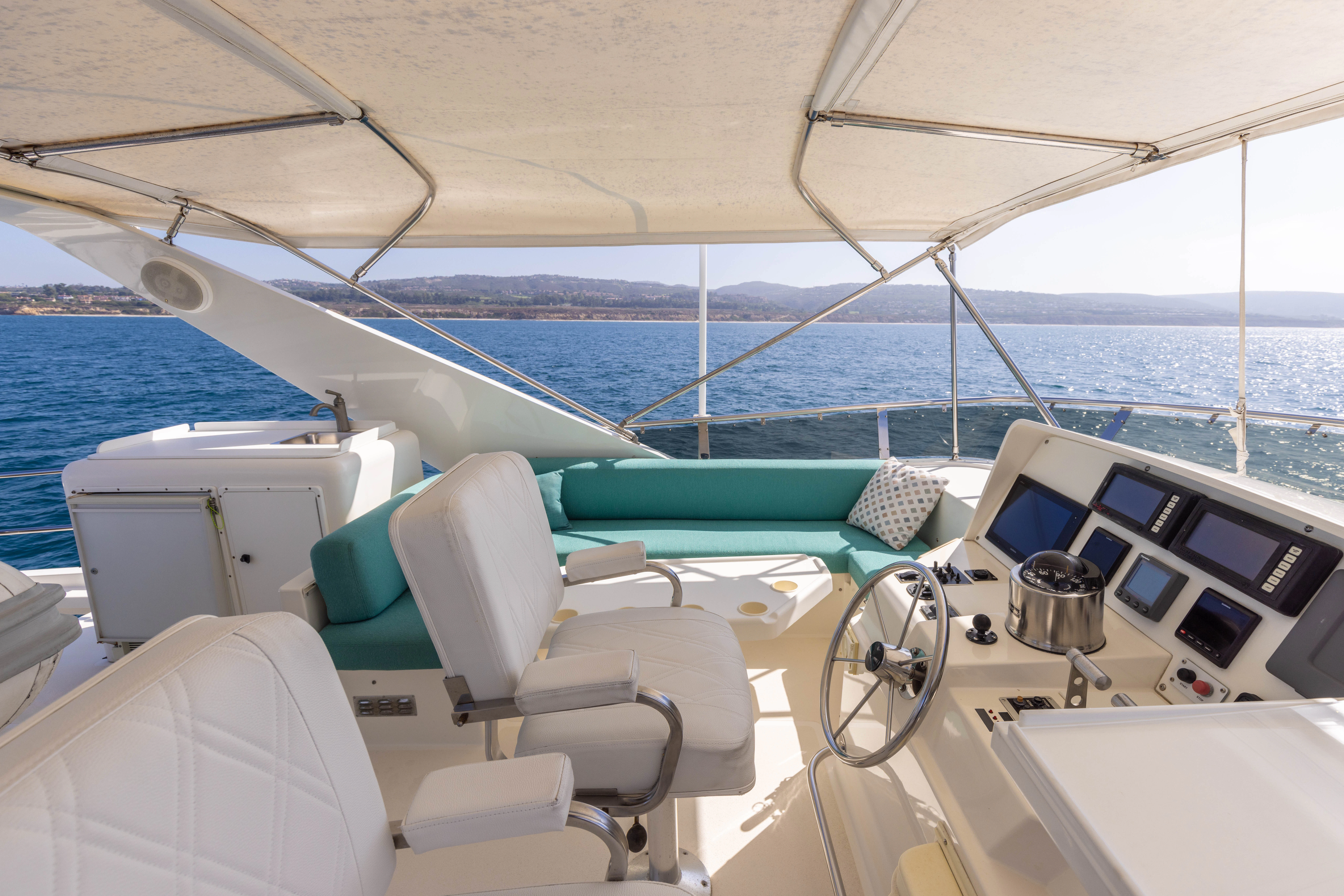 the cockpit of a plane aboard 3TEN Yacht for Sale