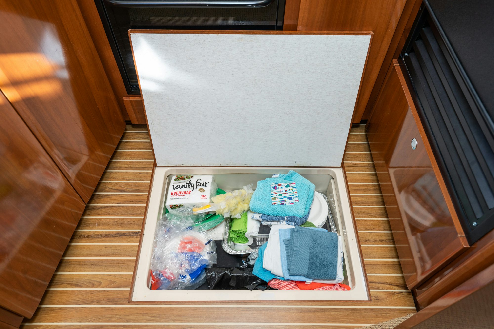 a refrigerator with a bag of food aboard THE SEA IS FOR ME Yacht for Sale