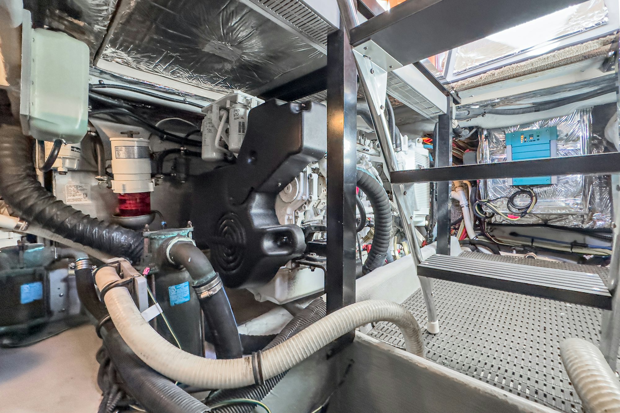 a close-up of a car engine aboard THE SEA IS FOR ME Yacht for Sale