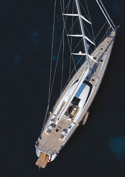 a space ship in the dark aboard MIRASOL Yacht for Sale