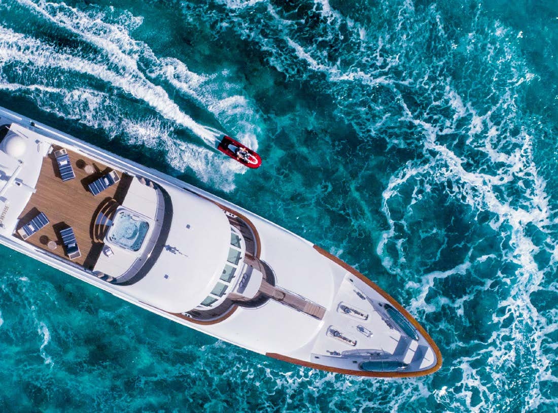 a high angle view of a boat aboard RELENTLESS Yacht for Charter