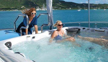 two women in a boat aboard RELENTLESS Yacht for Charter
