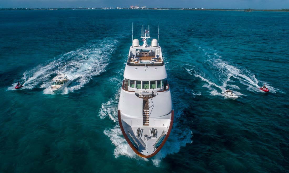 a boat on the water aboard RELENTLESS Yacht for Charter