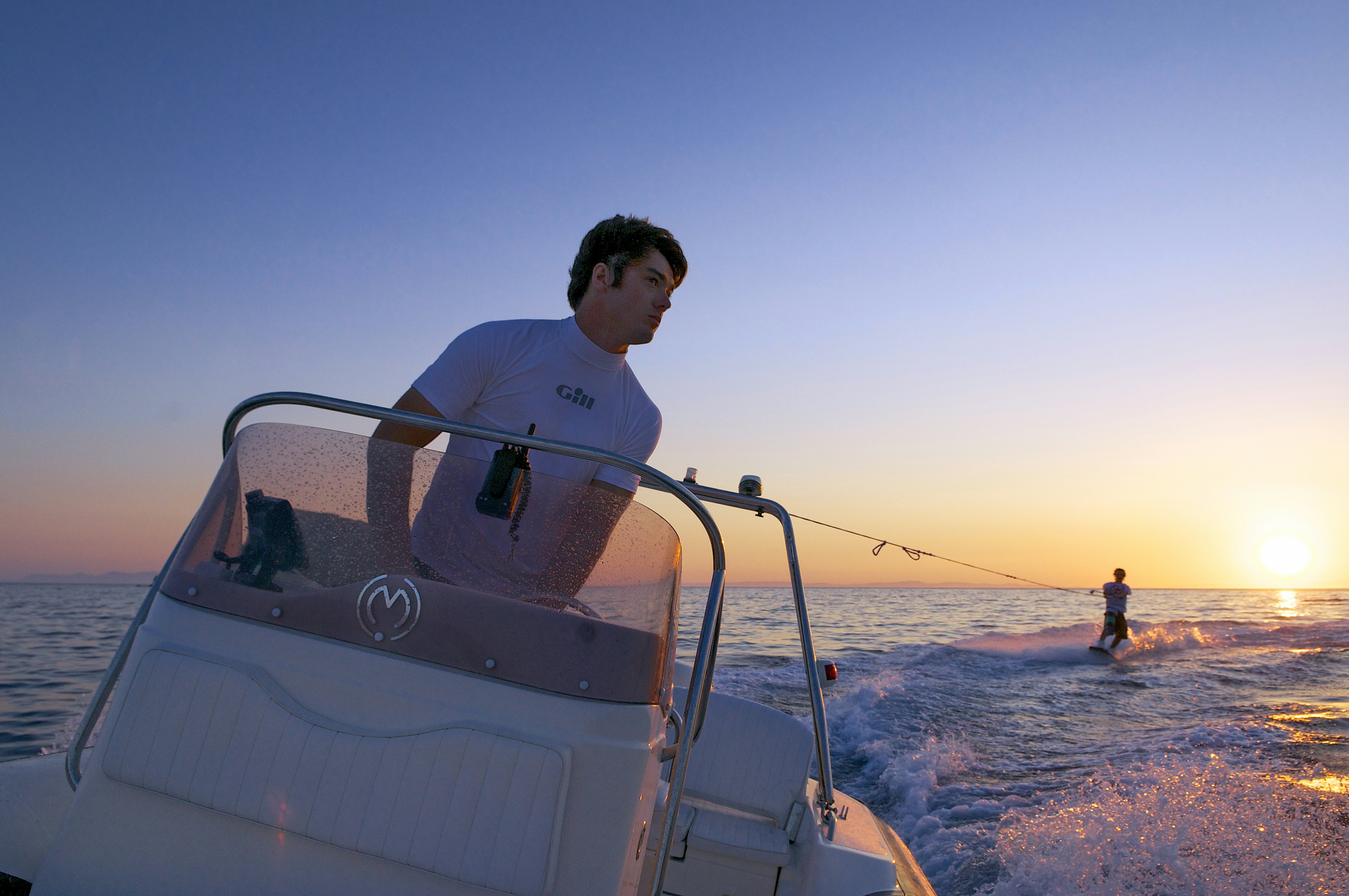 a man in a boat on the water aboard METSUYAN IV Yacht for Charter