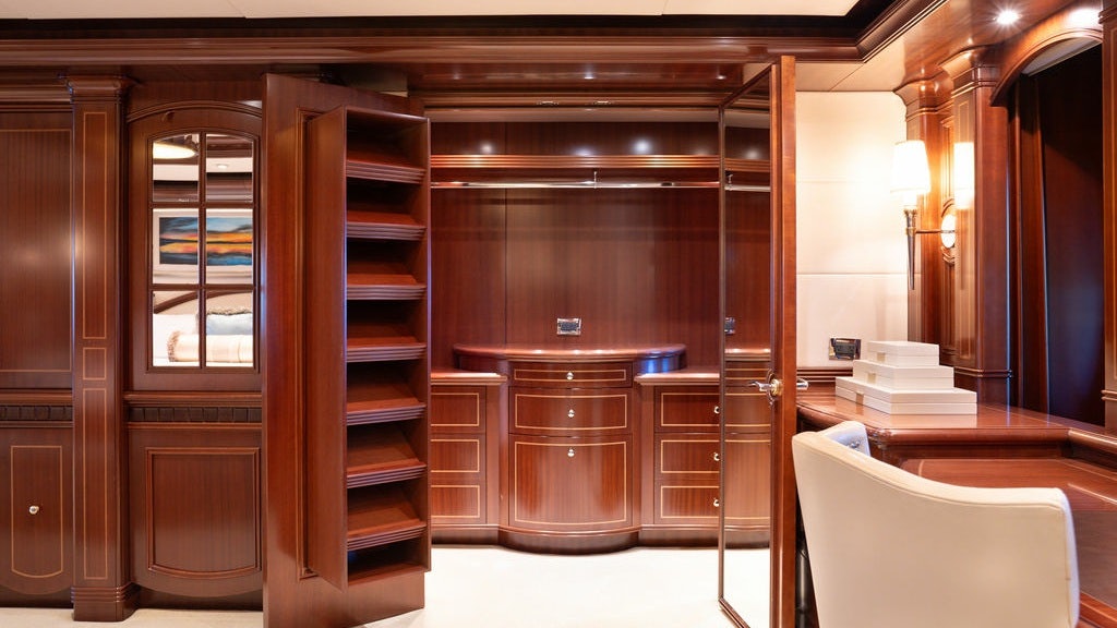 a room with a large closet aboard LADY BETH Yacht for Charter