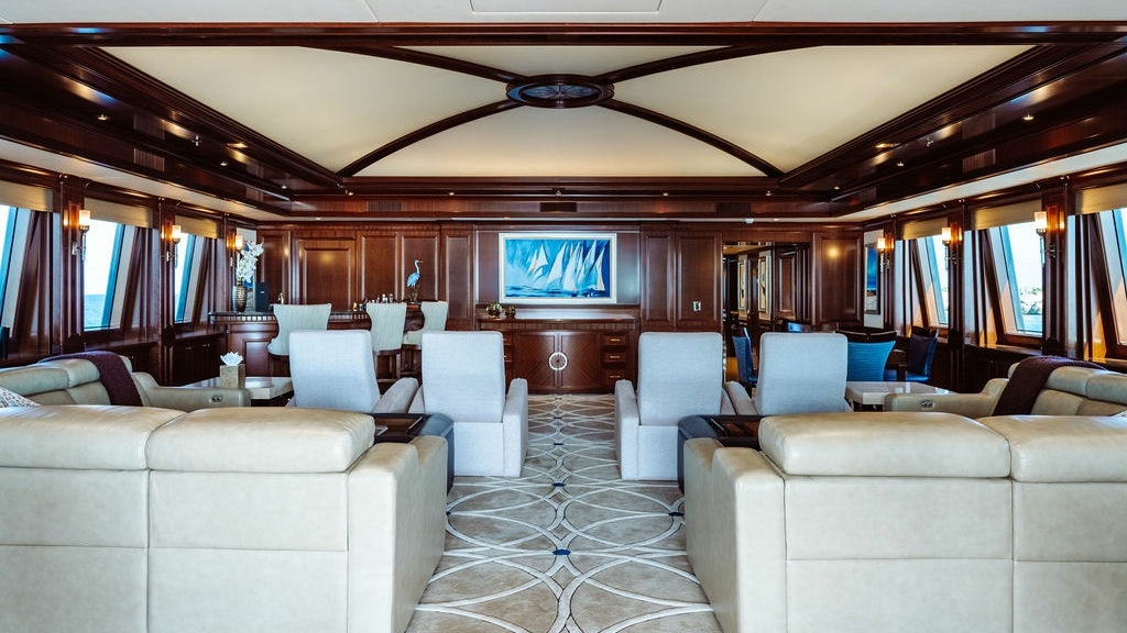a room with a large screen aboard LADY BETH Yacht for Charter