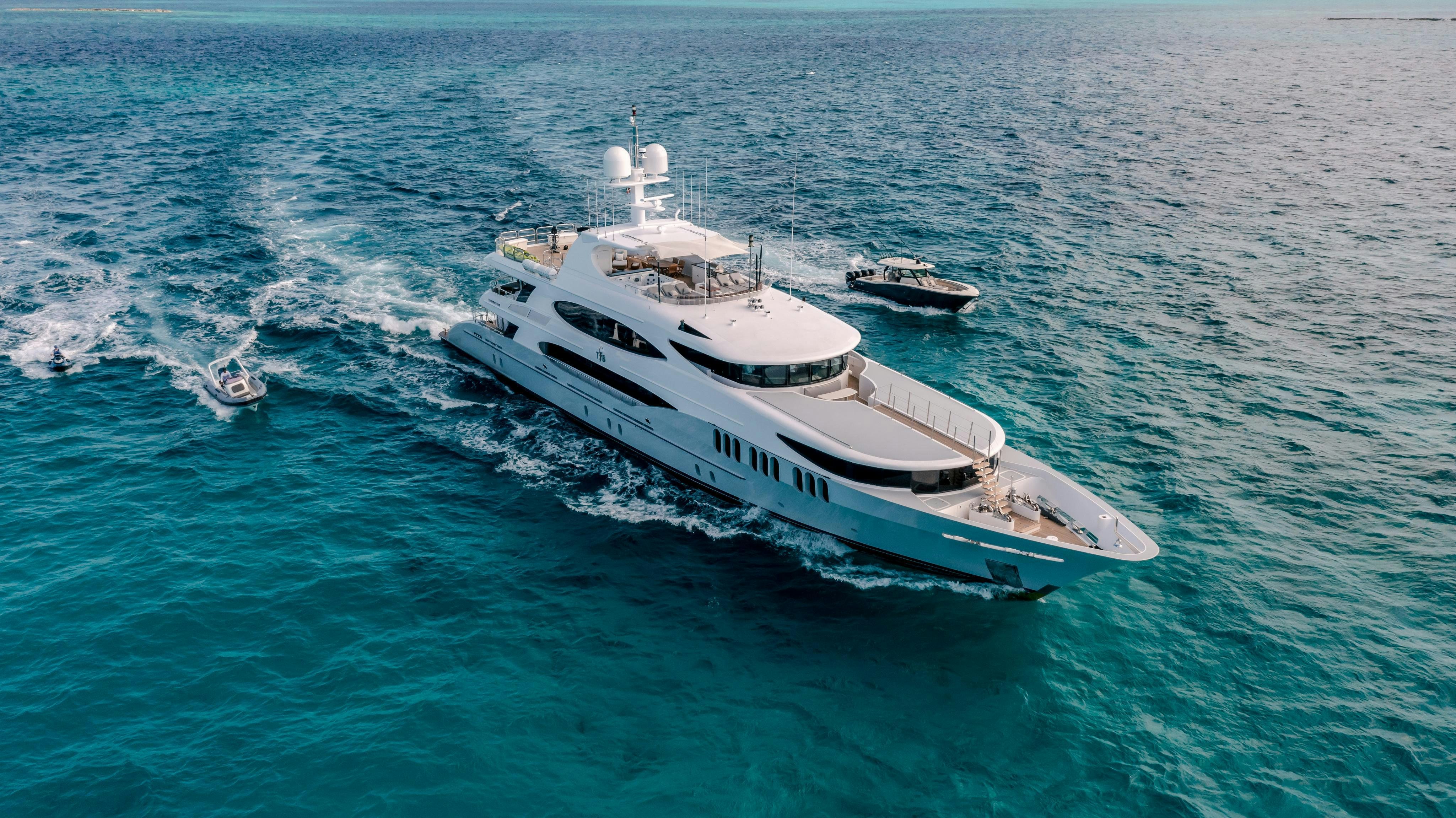 a boat in the water aboard TCB Yacht for Charter