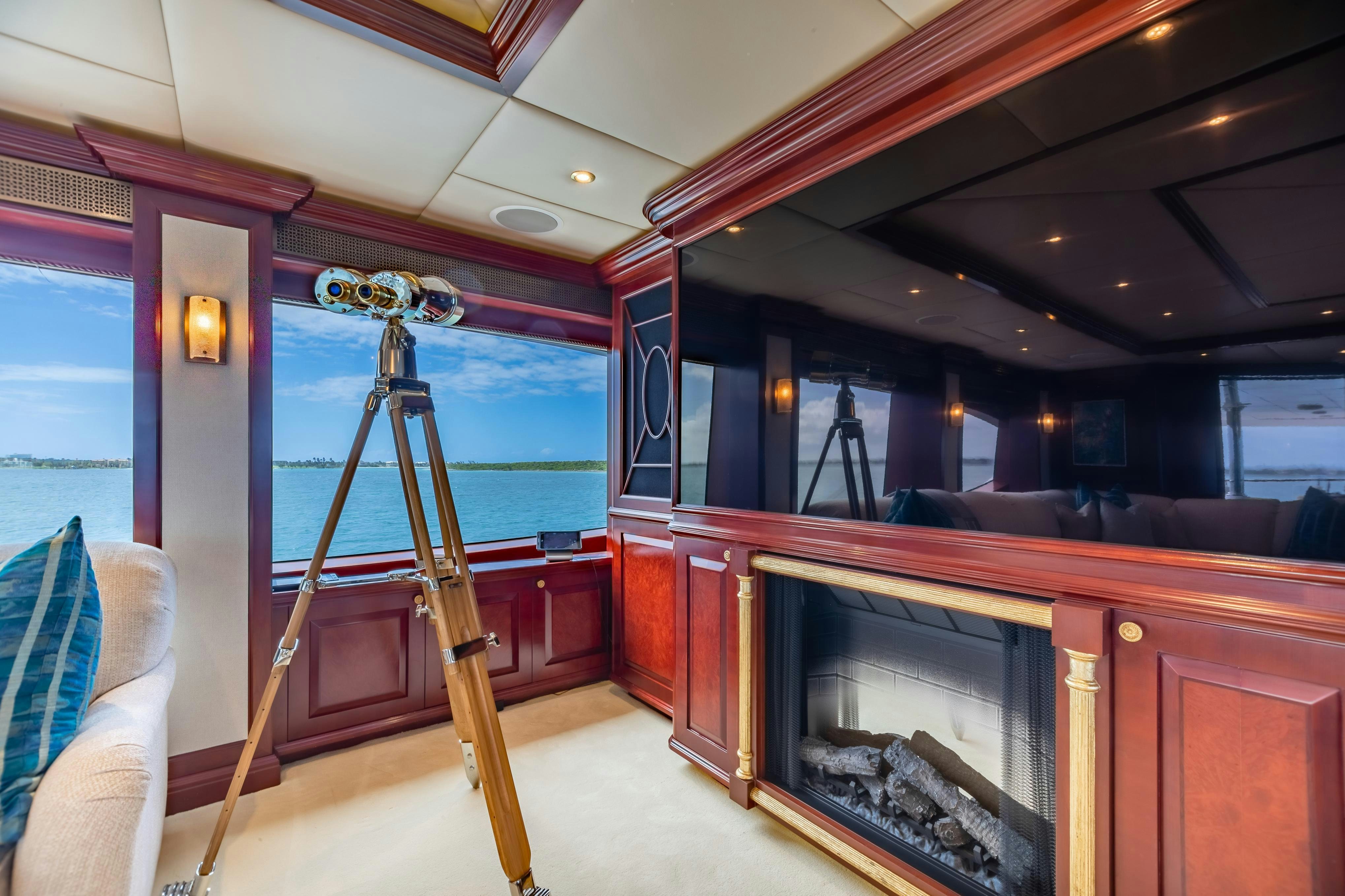 a staircase in a building aboard TCB Yacht for Charter