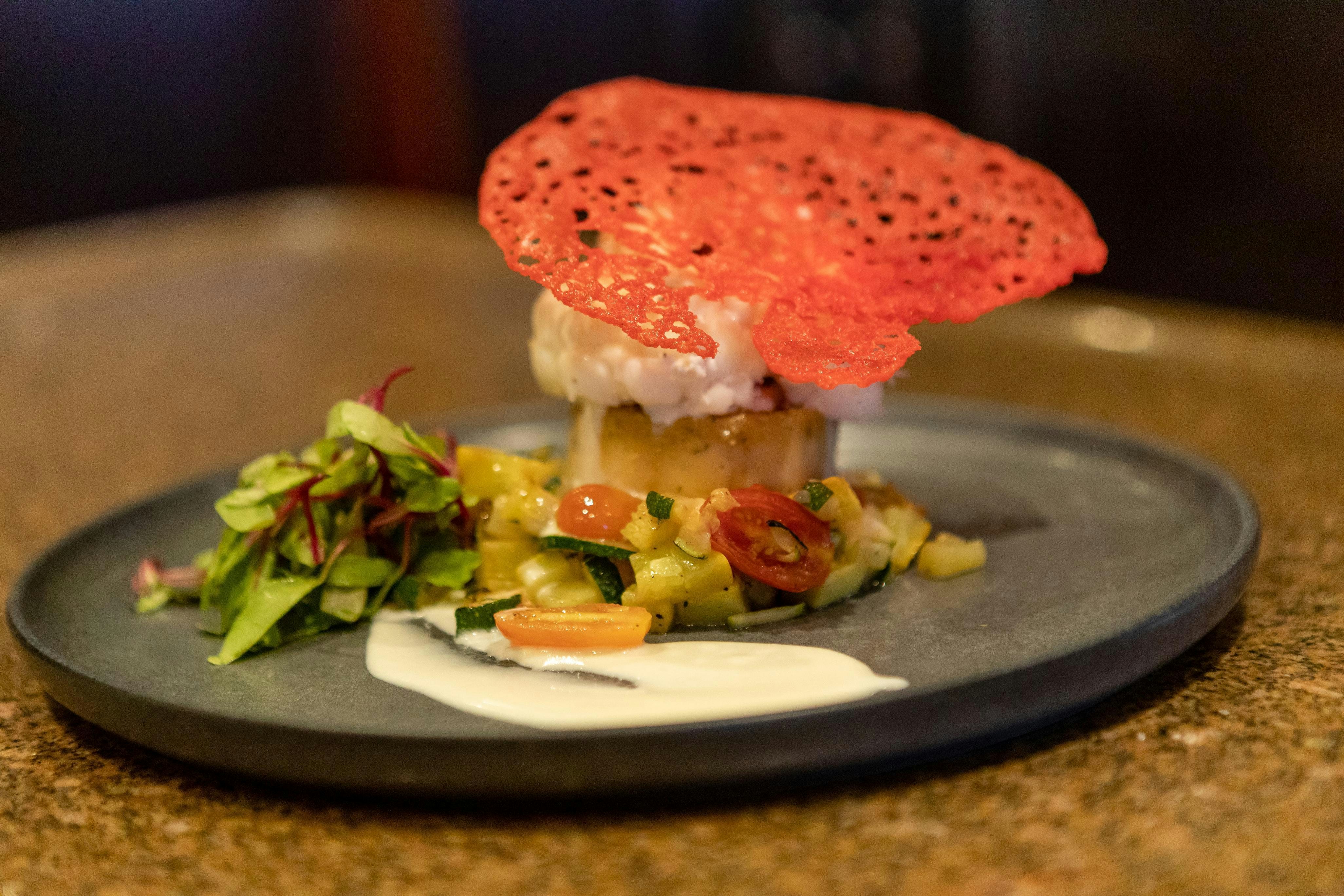 a plate of food aboard TCB Yacht for Charter