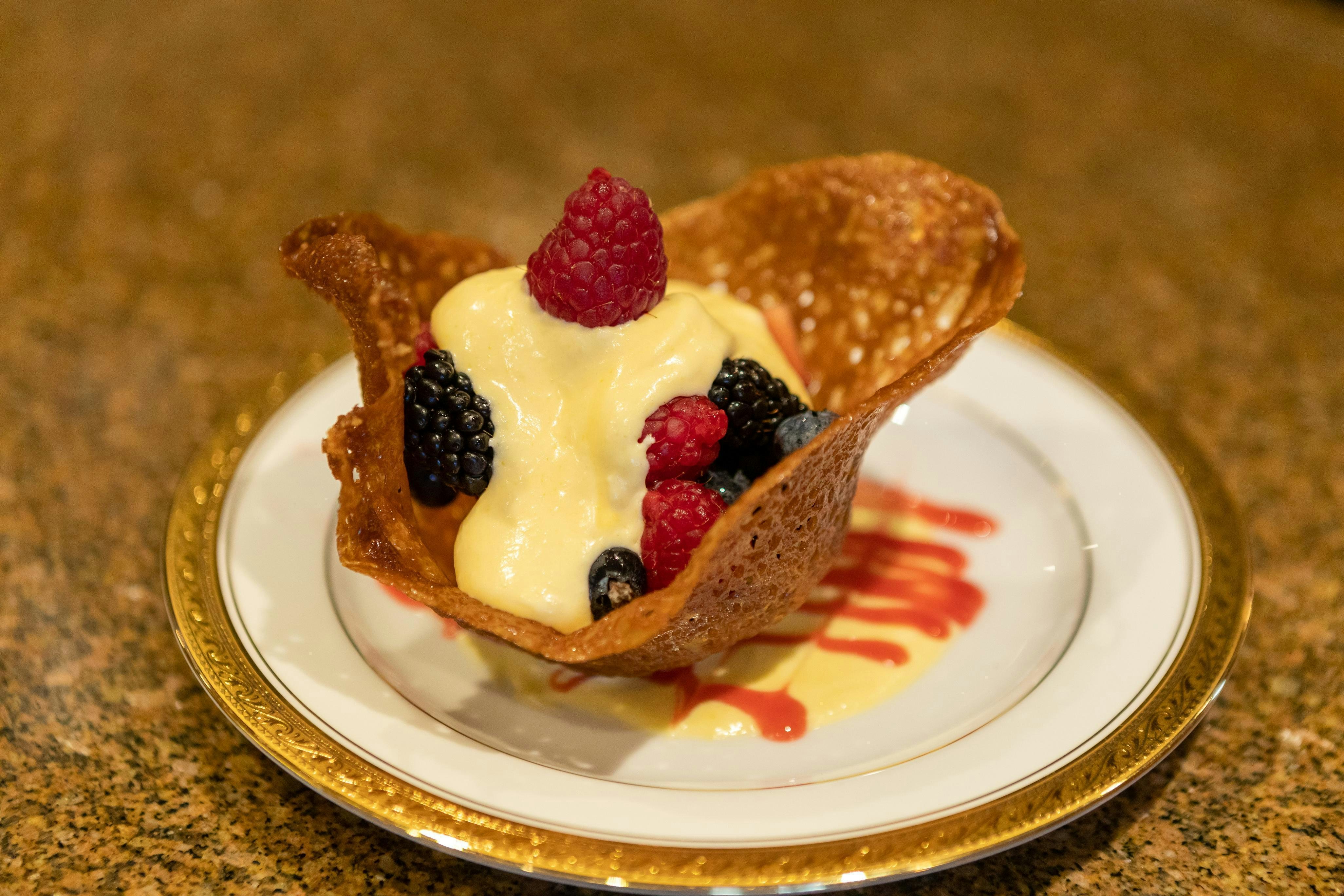 a plate of dessert aboard TCB Yacht for Charter