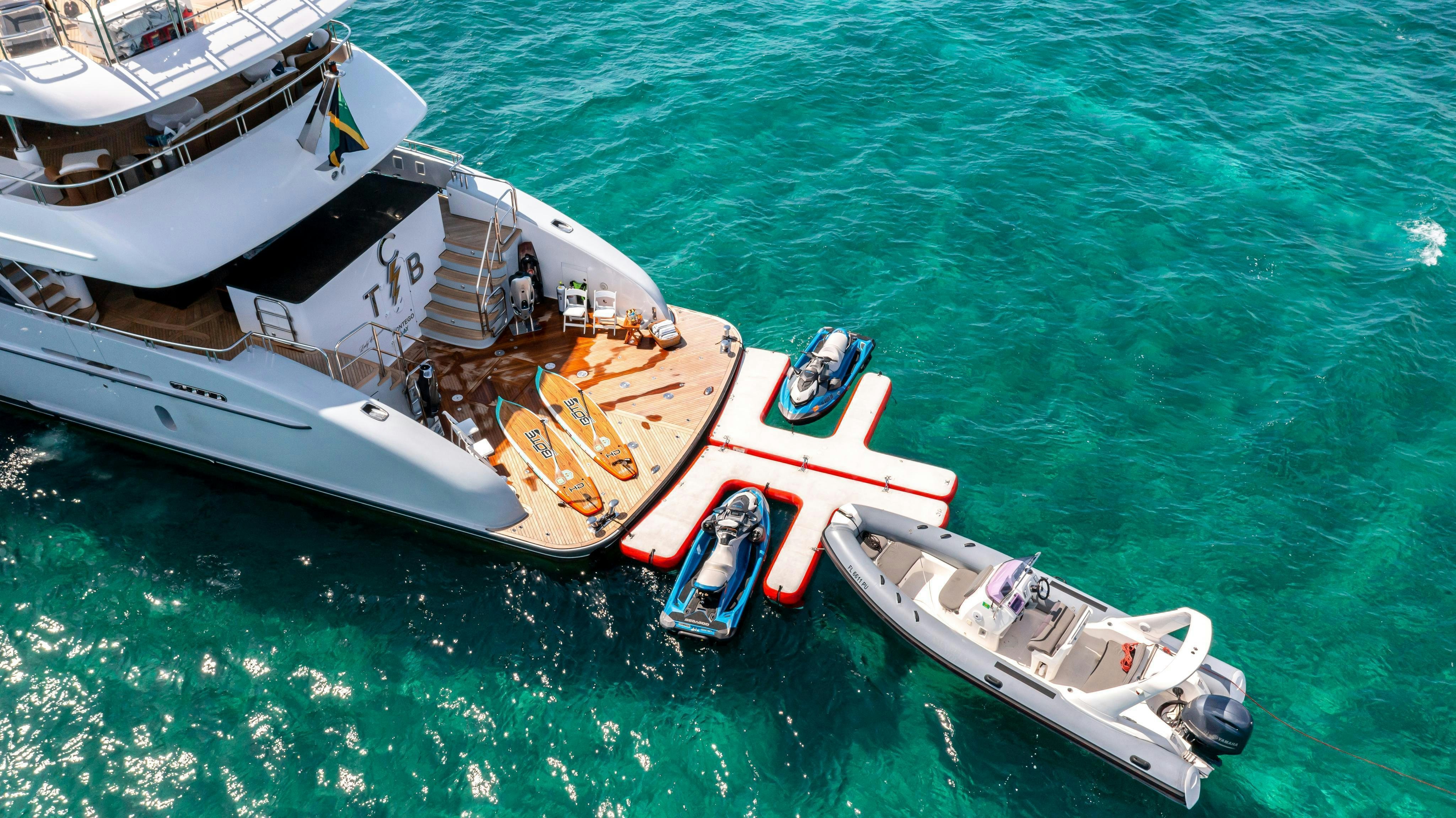 a boat on the water aboard TCB Yacht for Charter