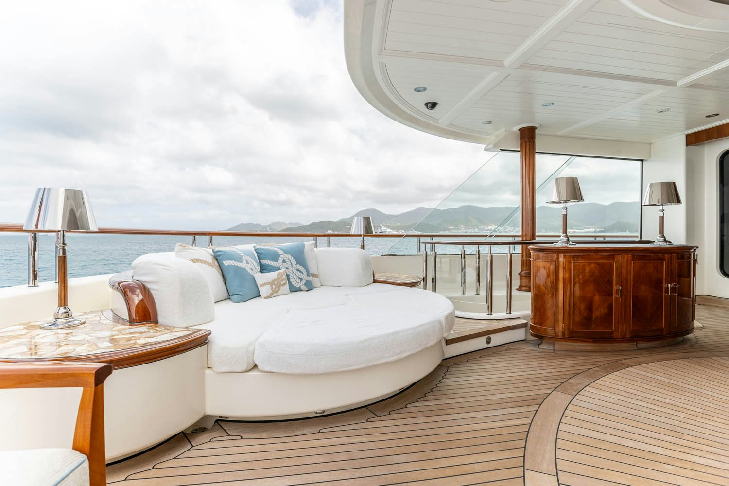 a large bedroom with a large bed aboard SEA OWL Yacht for Charter