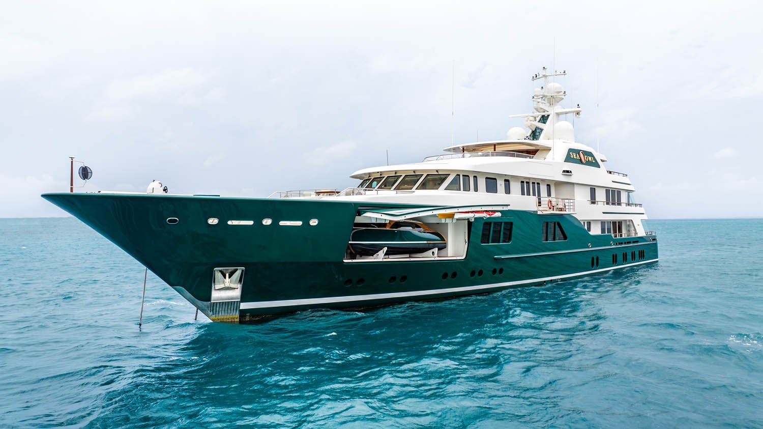 a large boat in the water aboard SEA OWL Yacht for Charter