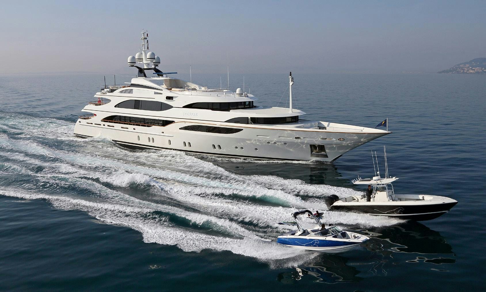 a boat on the water aboard JAGUAR Yacht for Charter