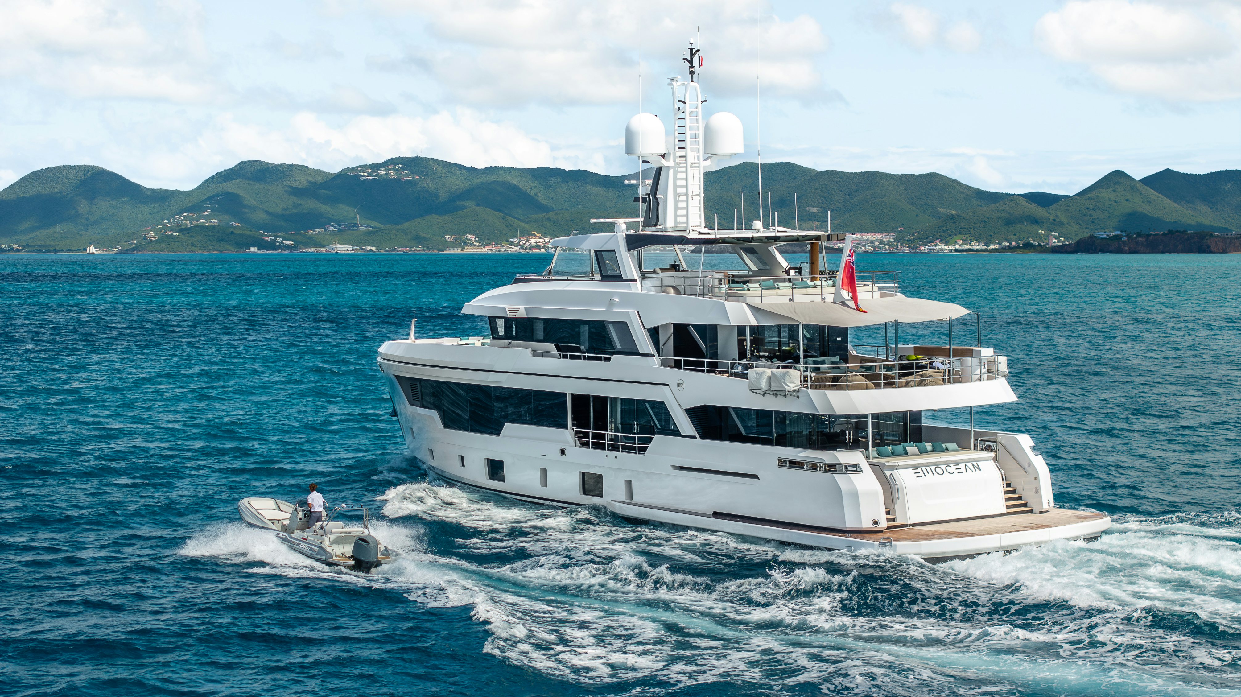 a boat sailing on the sea aboard EMOCEAN Yacht for Sale