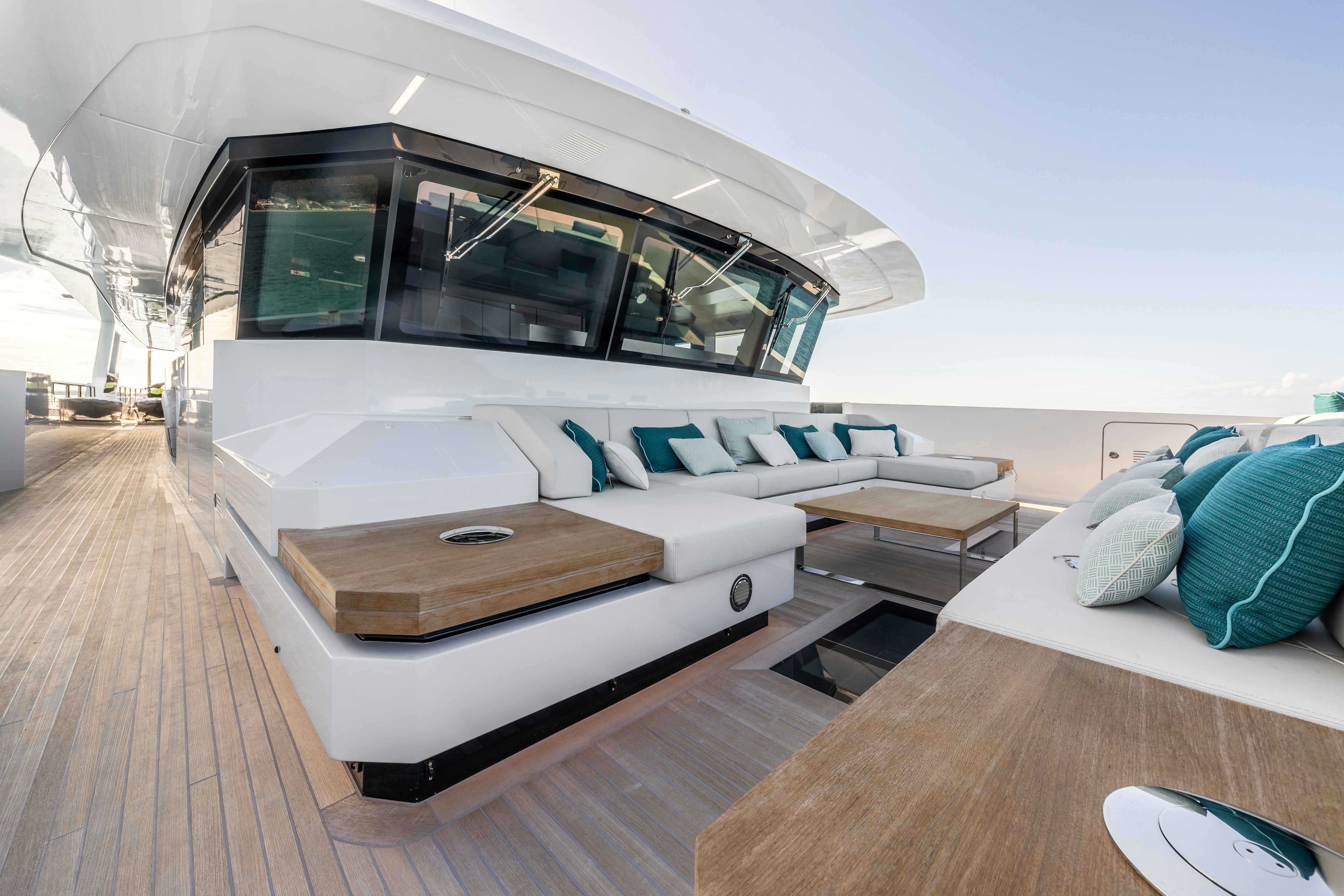 a modern house with a large deck aboard EMOCEAN Yacht for Sale