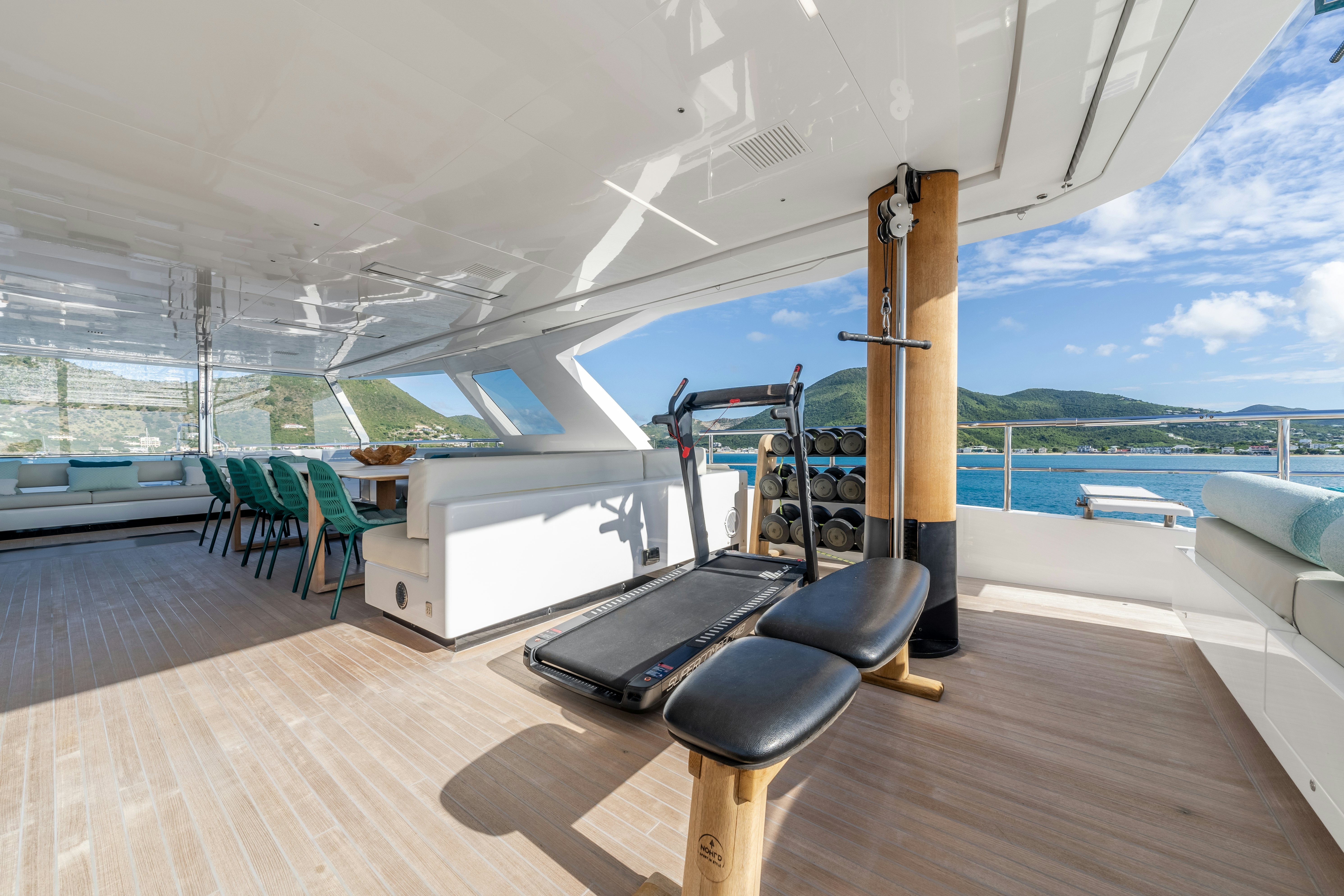 a deck with a pool and deck aboard EMOCEAN Yacht for Sale