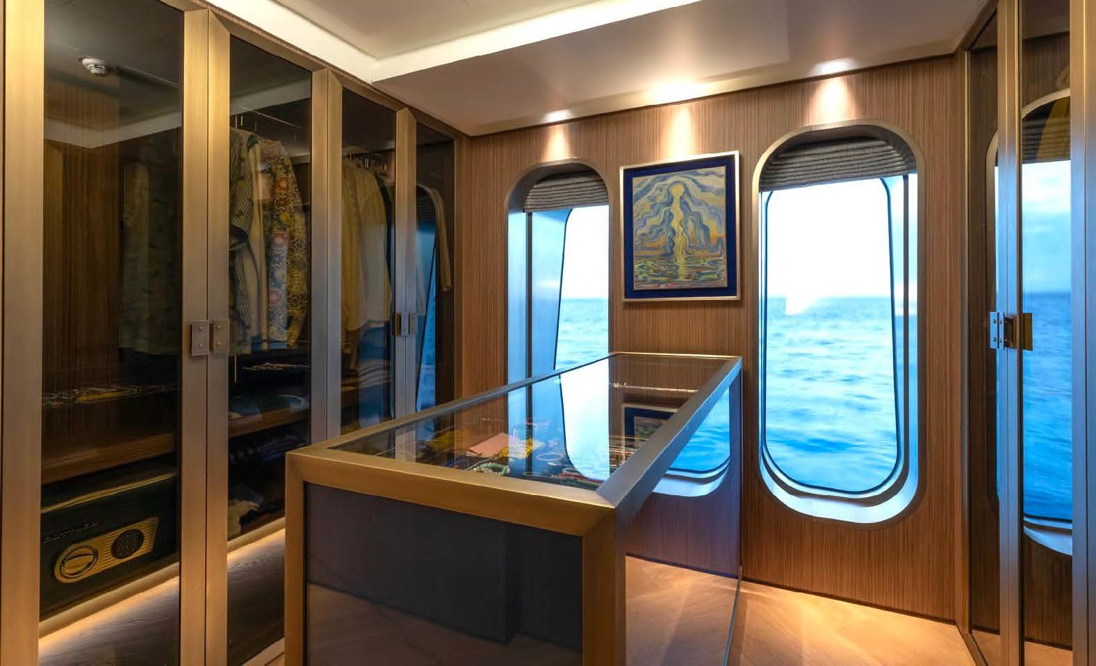 a room with a pool table aboard MOONSTONE Yacht for Sale