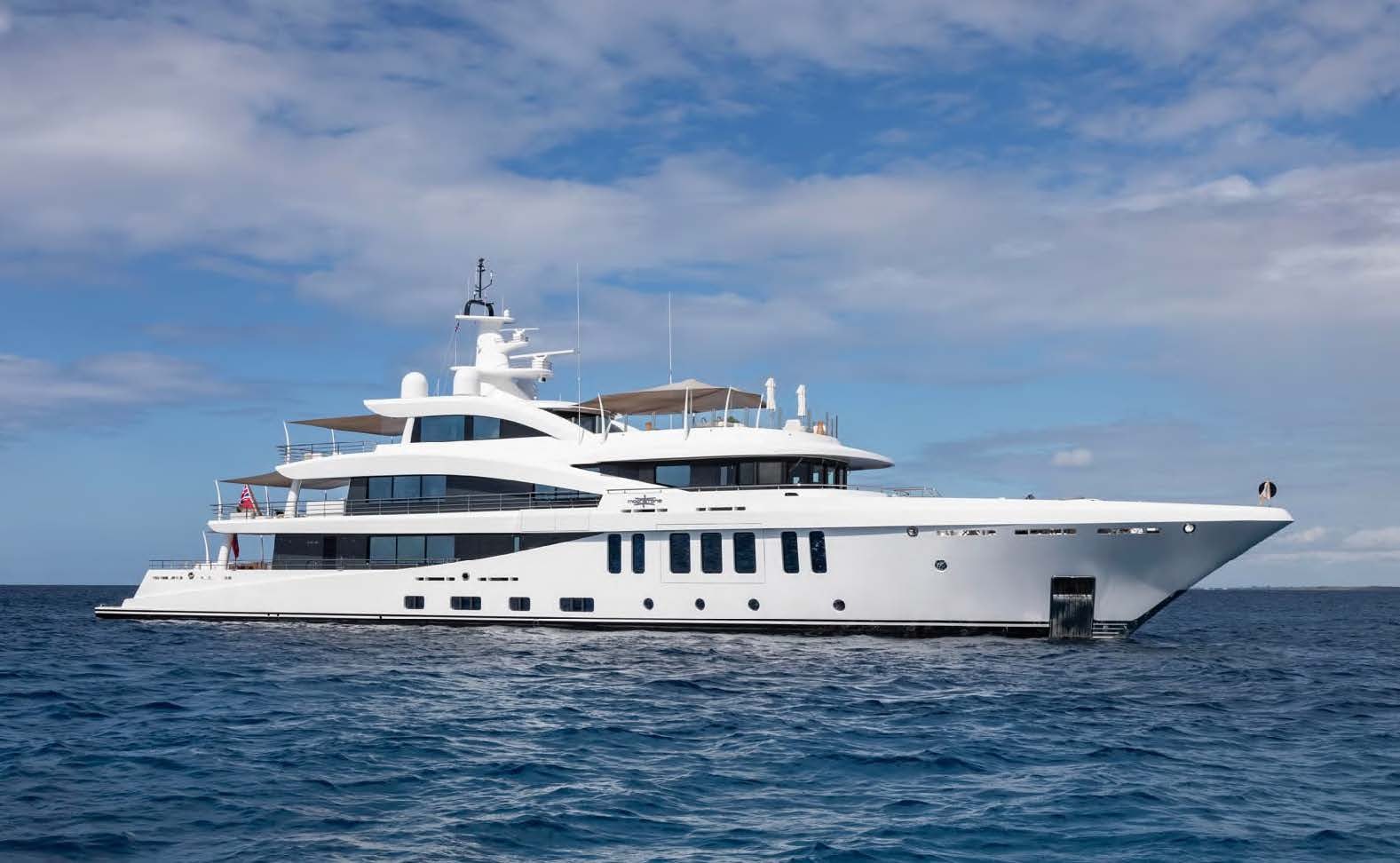 a white yacht in the water aboard MOONSTONE Yacht for Sale