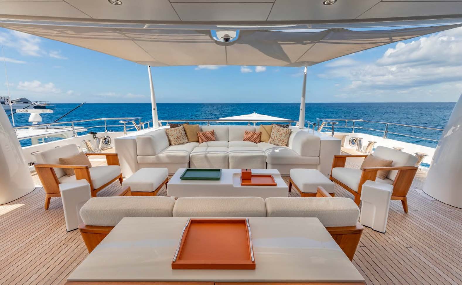 a lounge area on a boat aboard MOONSTONE Yacht for Sale
