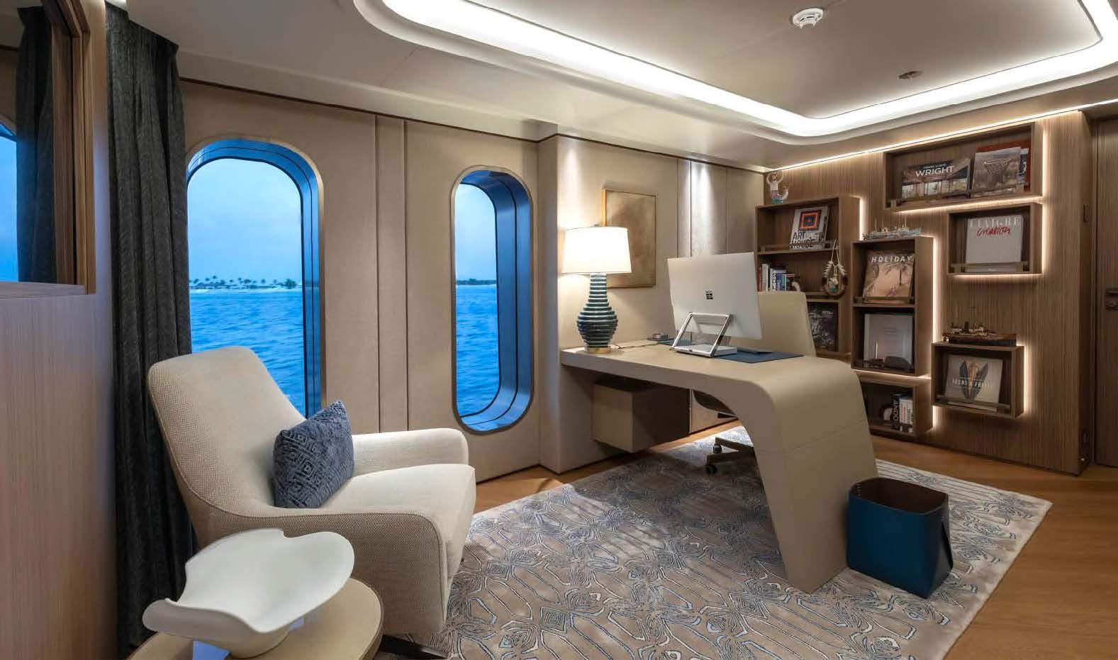 a room with a desk and a chair aboard MOONSTONE Yacht for Sale