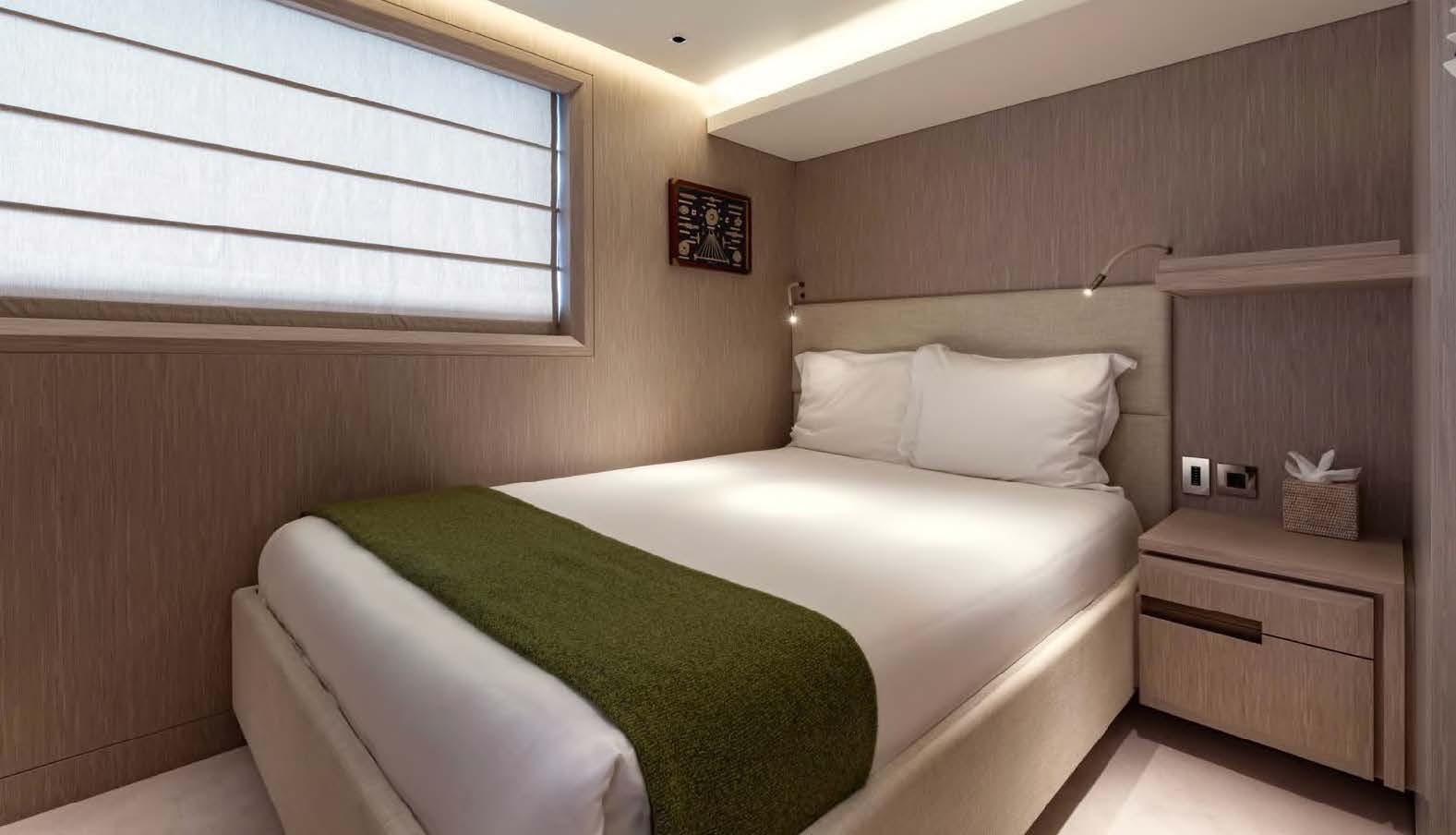 a room with two beds aboard MOONSTONE Yacht for Sale