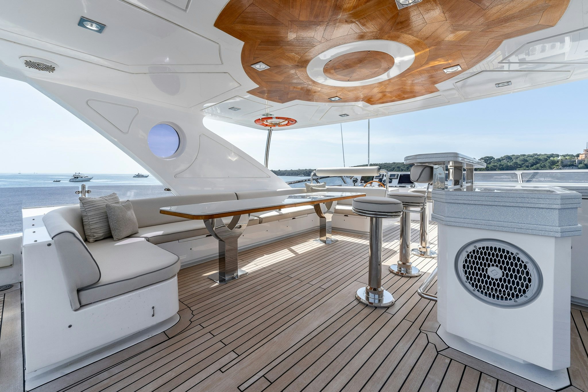 a boat on a deck aboard GRAND CRU Yacht for Sale