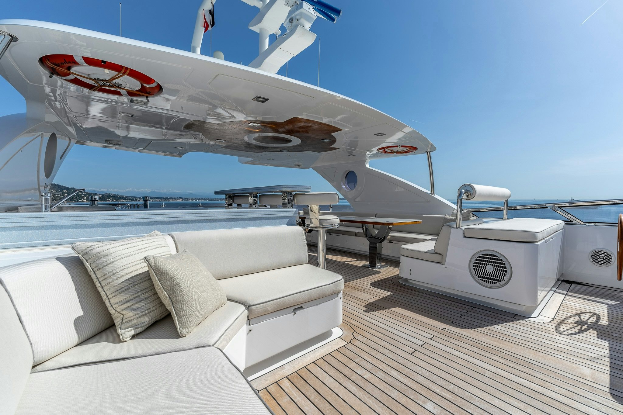a boat on a deck aboard GRAND CRU Yacht for Sale