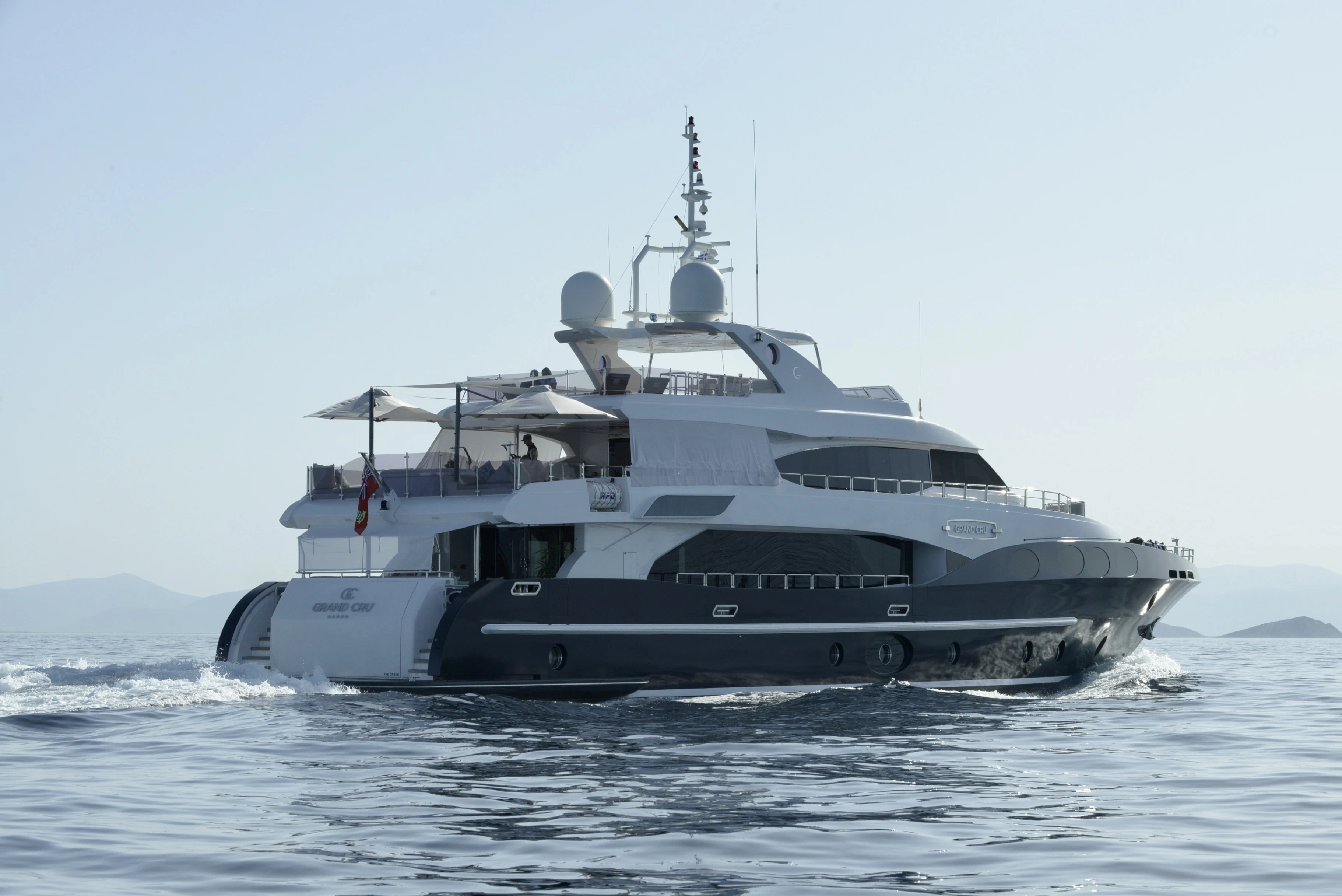 a large boat in the water aboard GRAND CRU Yacht for Charter