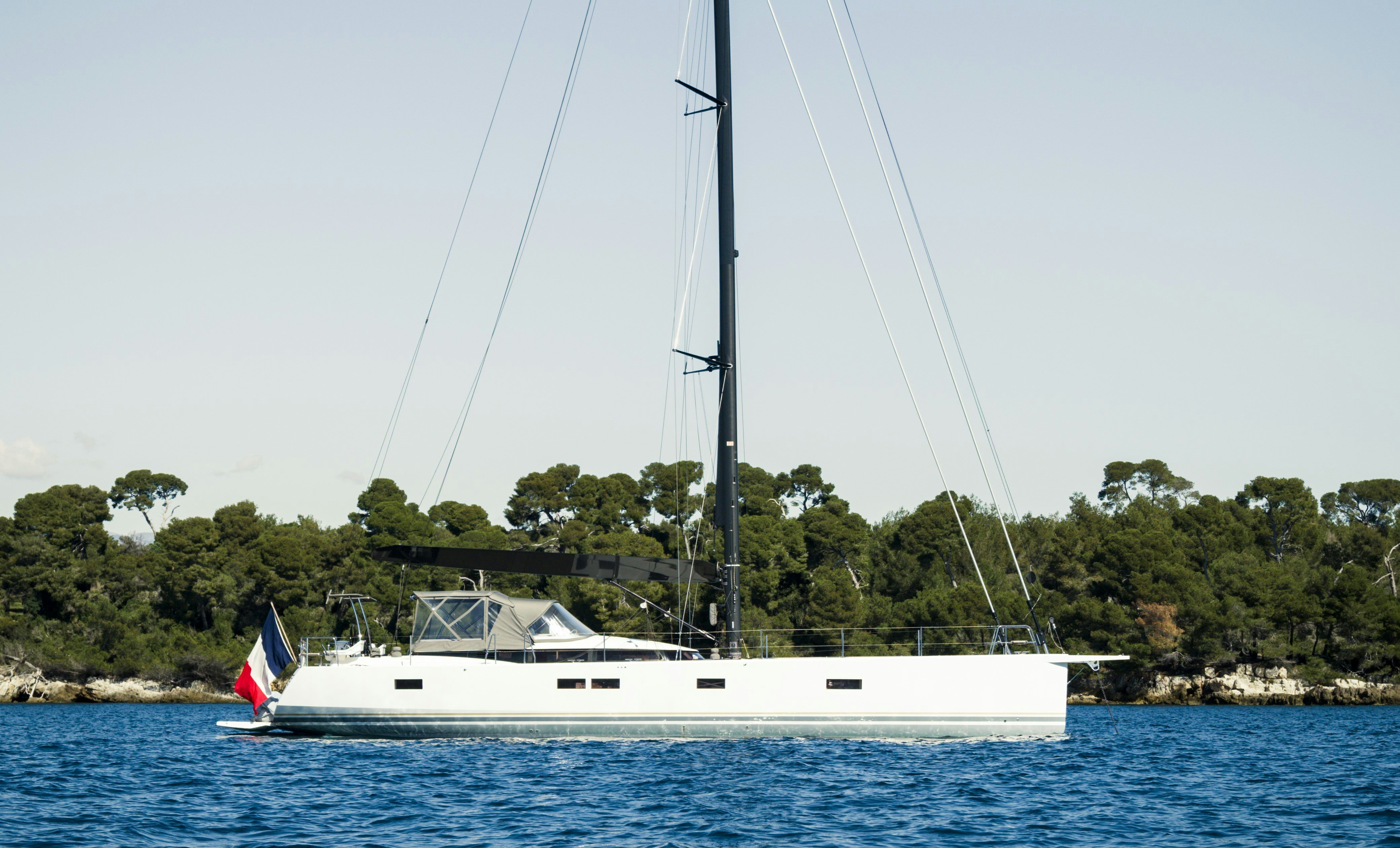 a boat sailing on the water aboard DREAM ON Yacht for Sale