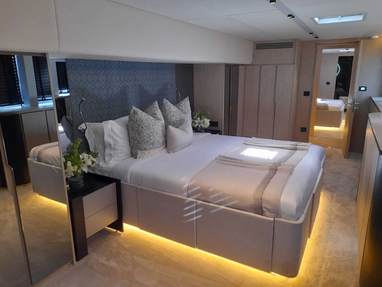 a living room with a couch aboard FLAGSHIP Yacht for Sale