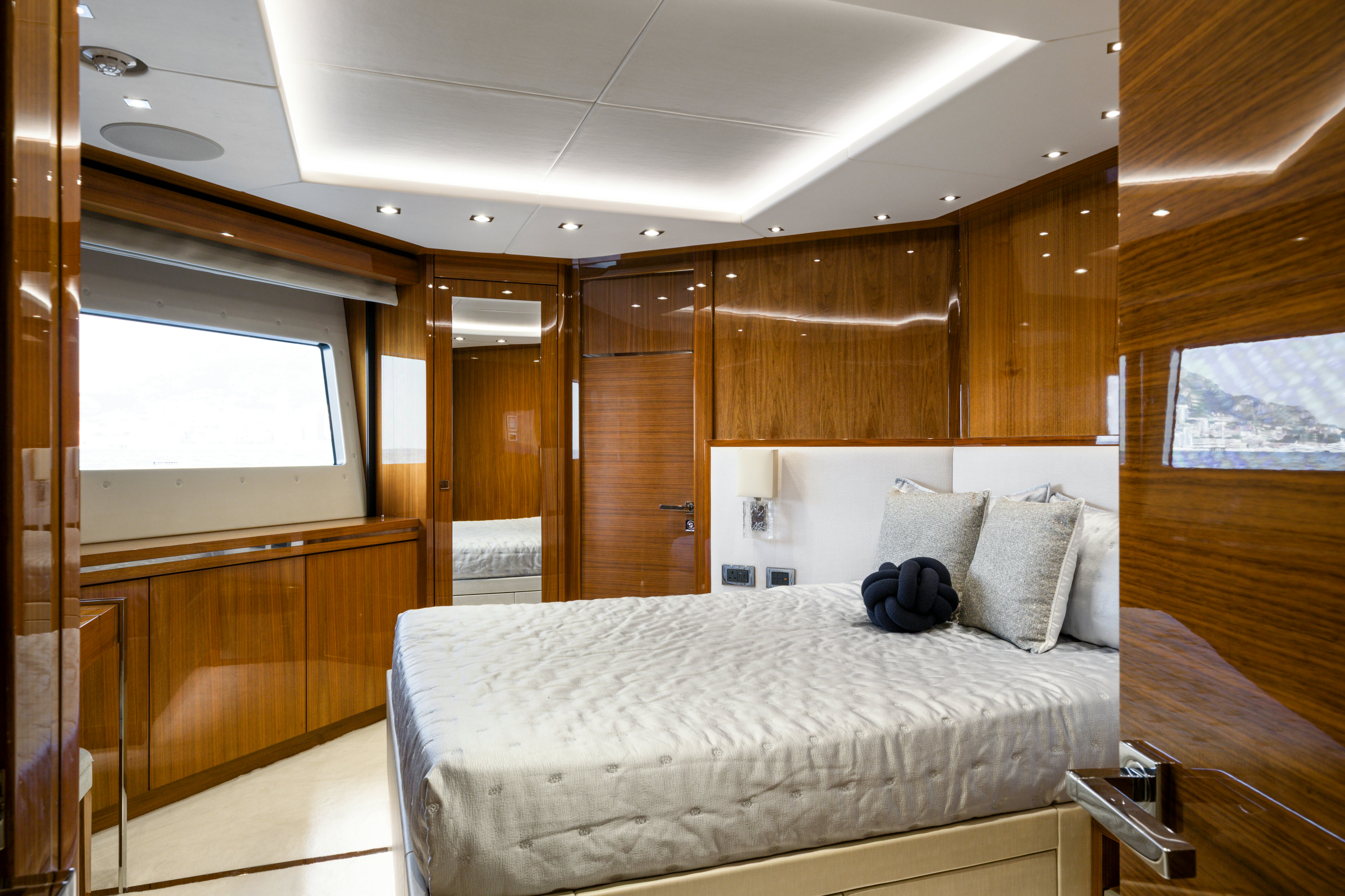 a bed in a room aboard MERCY OCEANS Yacht for Sale