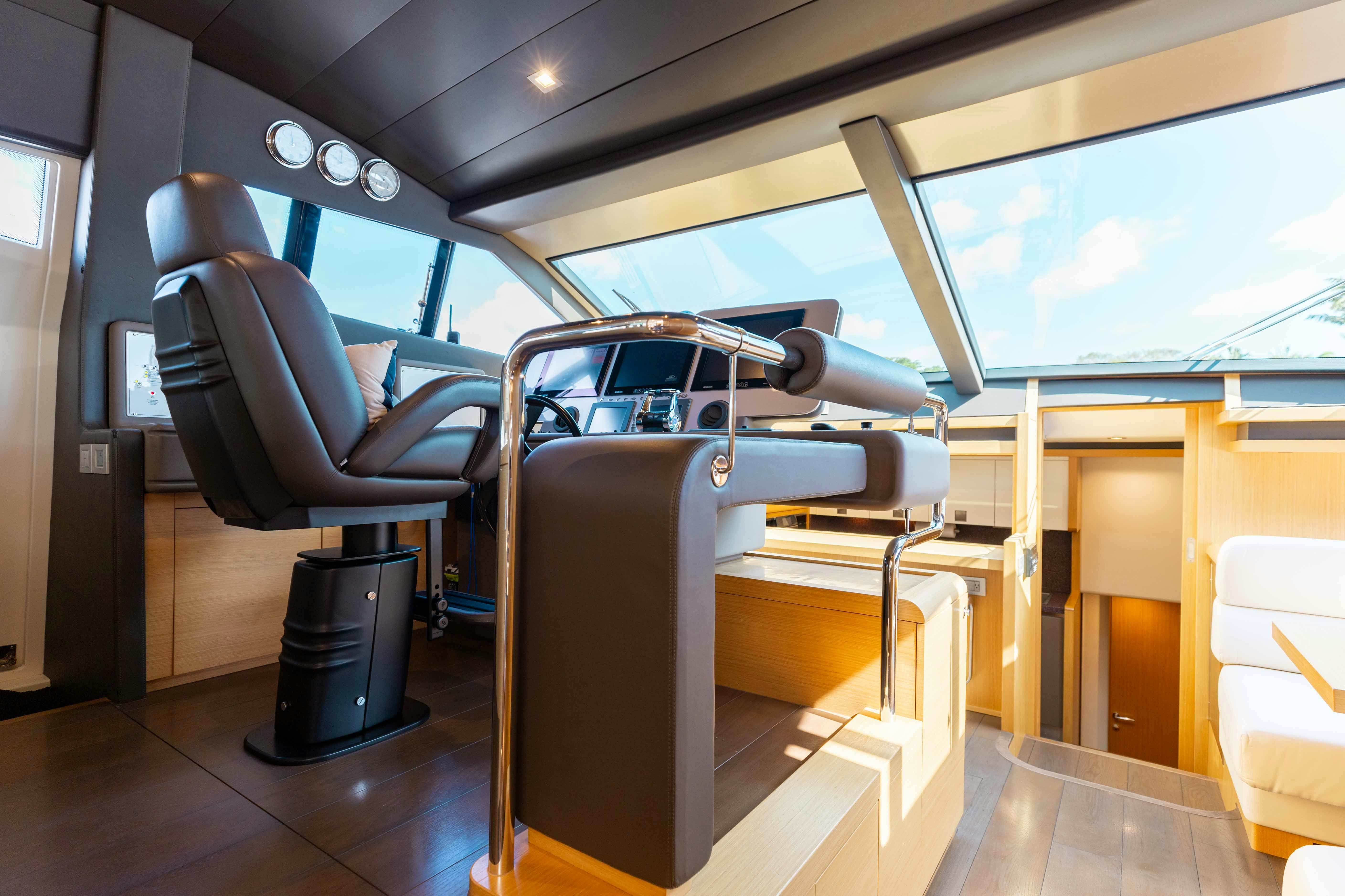 a car with a large window aboard LIVING LIFE 3 Yacht for Sale
